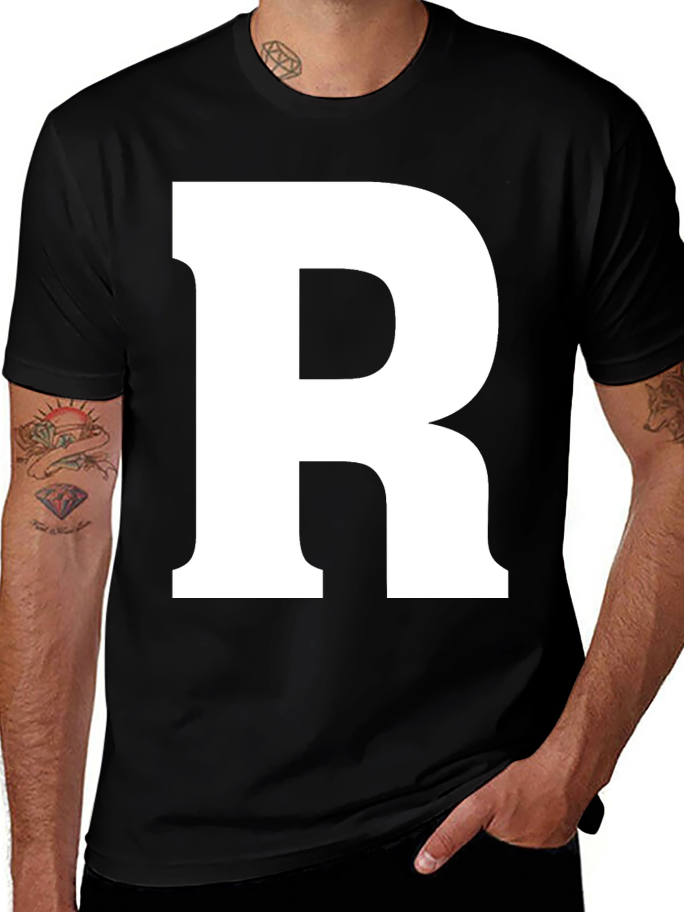Variant 16 of Bold Initial T-Shirt - Letter R Graphic Tee