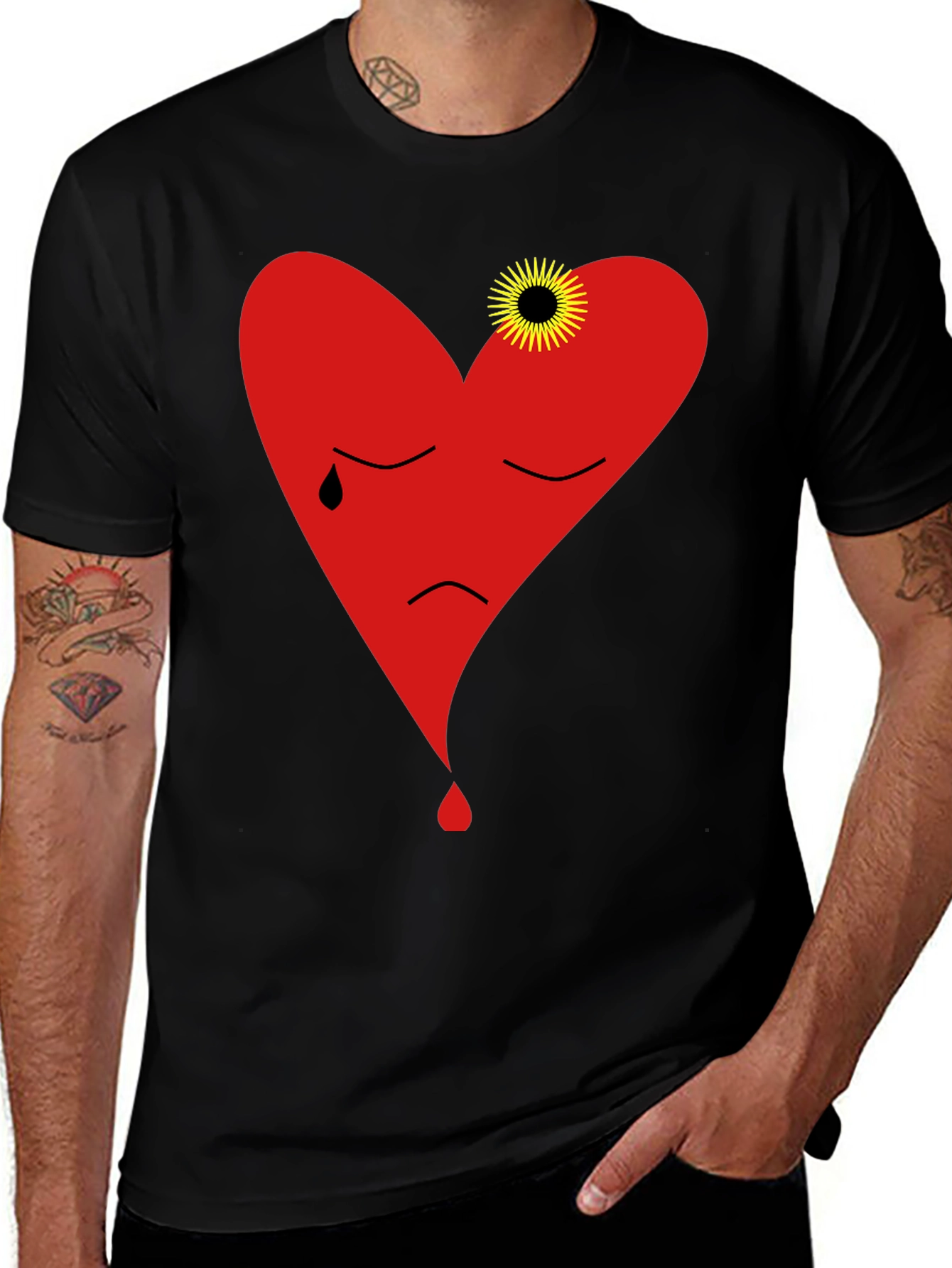 Variant 12 of Sad Heart Graphic Black T-Shirt