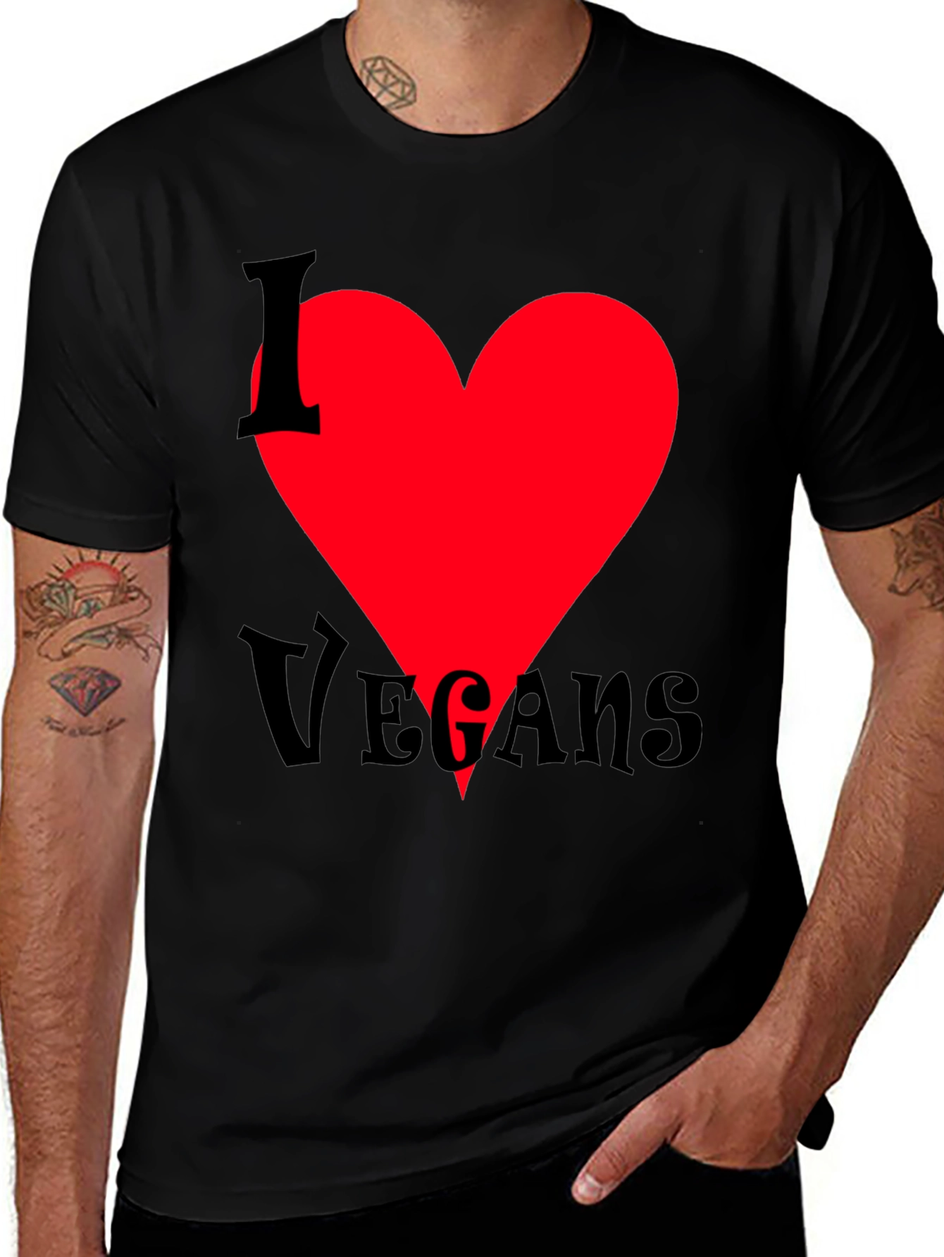 Variant 26 of I Heart Vegans Black T-Shirt