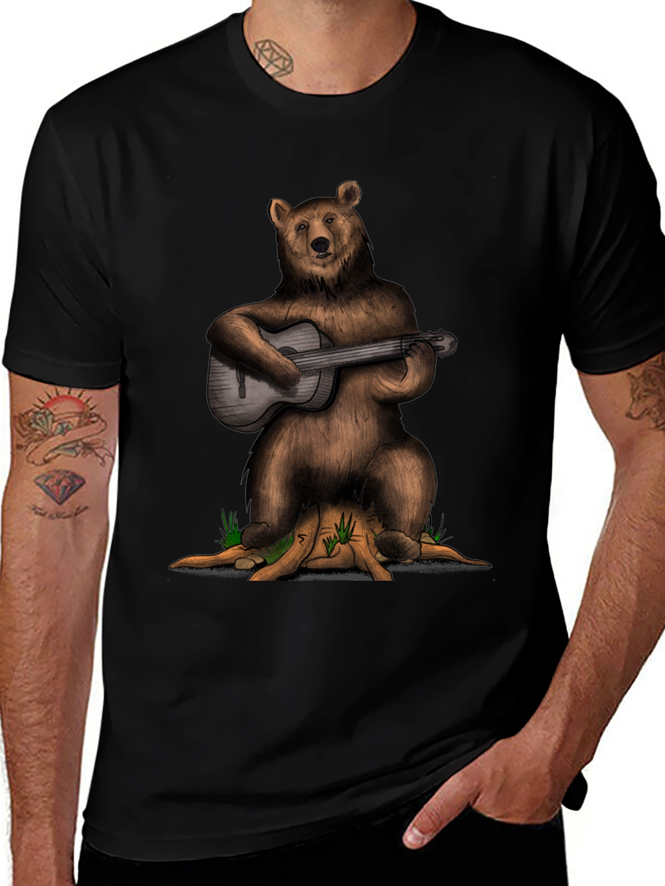 Variant 2 of Bear Playing Guitar Graphic Tee