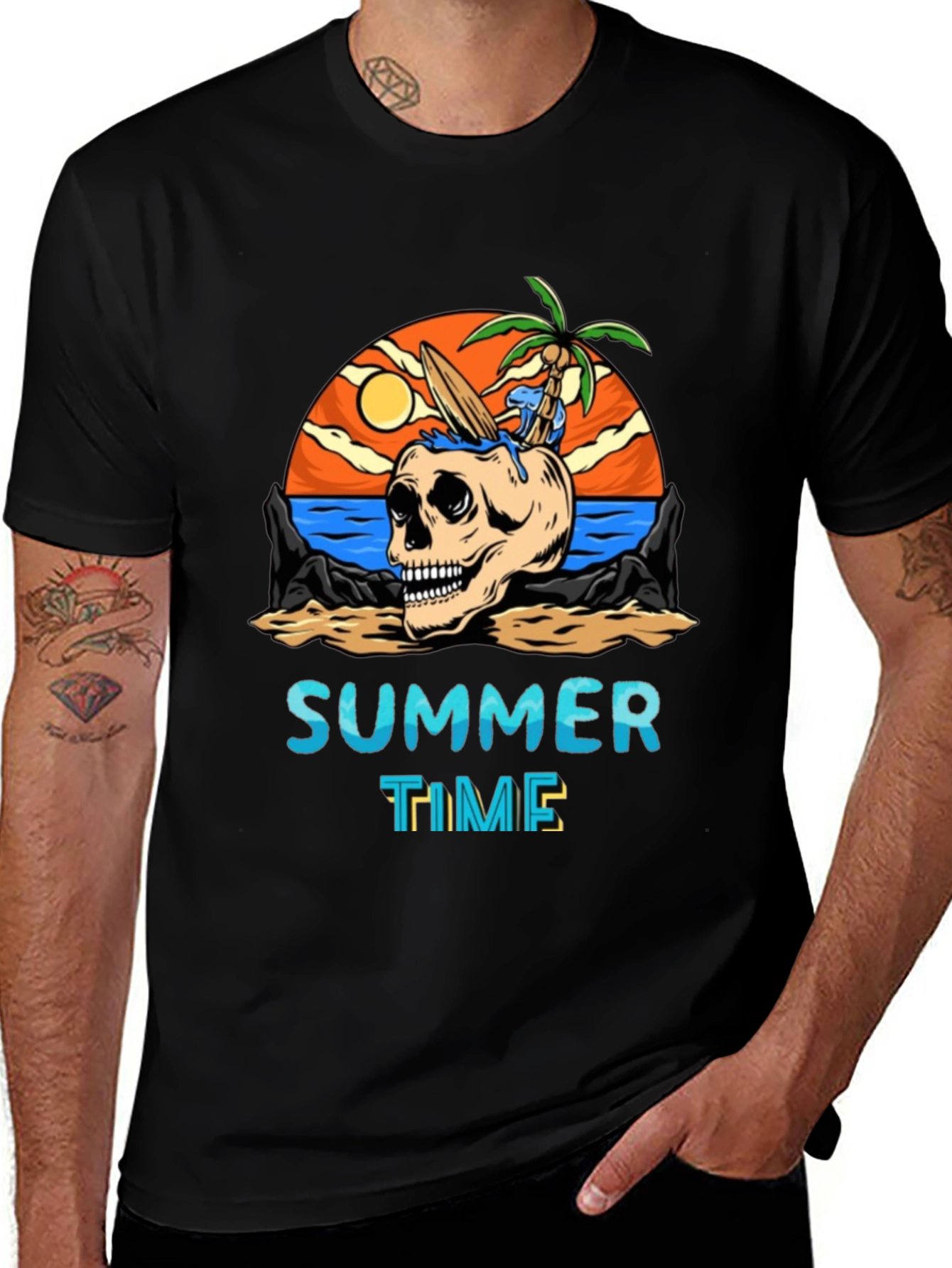 Variant 13 of Summer Time Skull T-Shirt - Beach Vibes