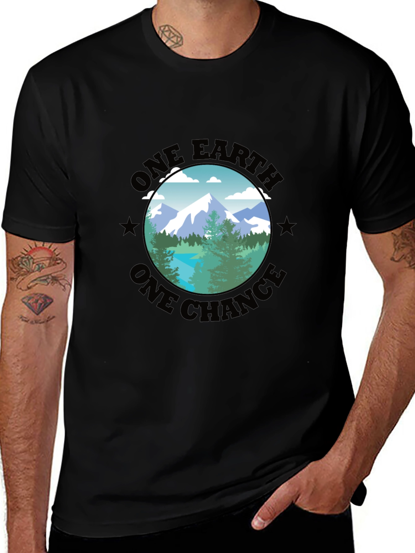 Variant 28 of One Earth One Chance Graphic Tee - Black