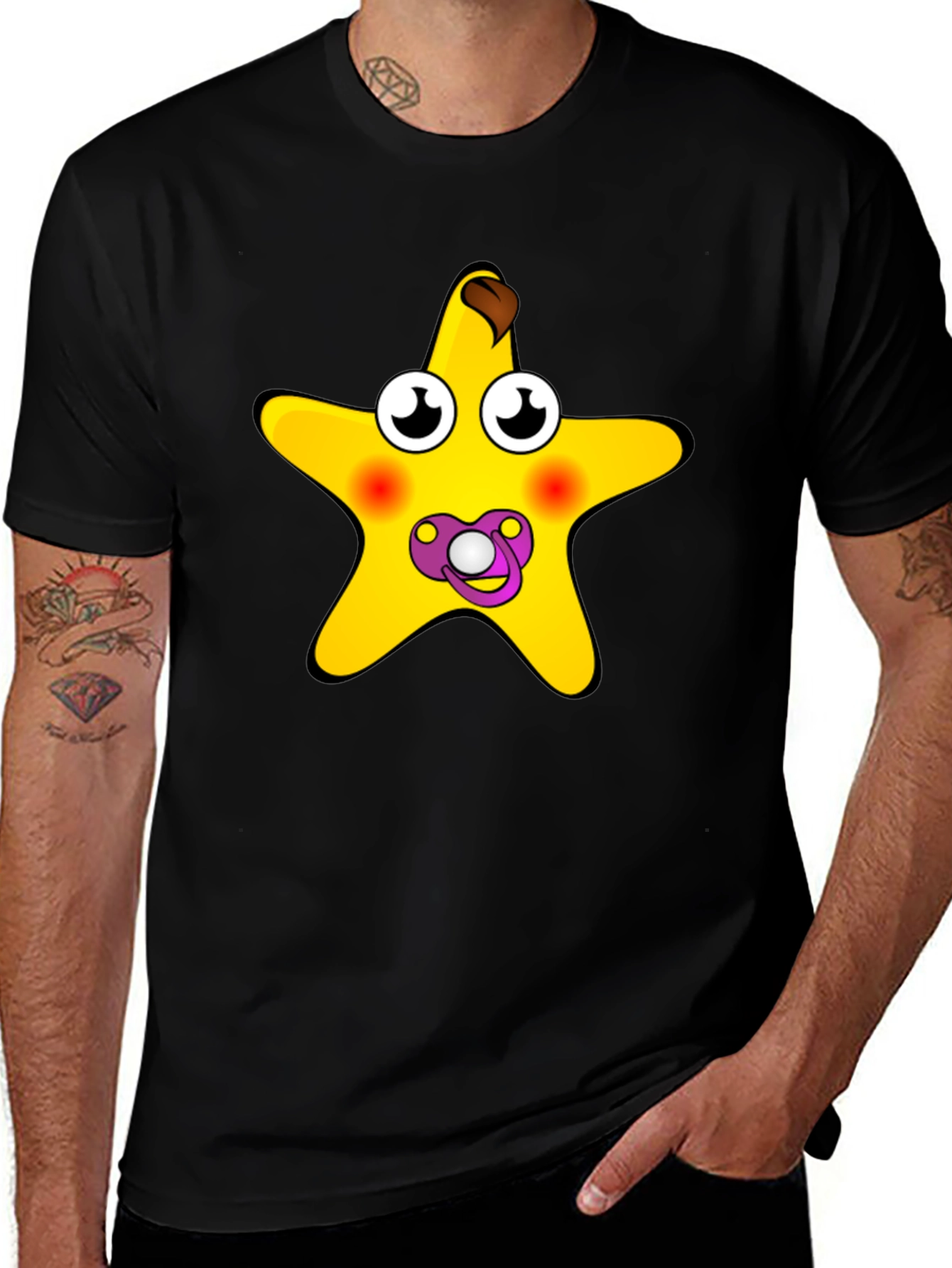 Variant 18 of Funny Starfish Baby Pacifier Black T-Shirt