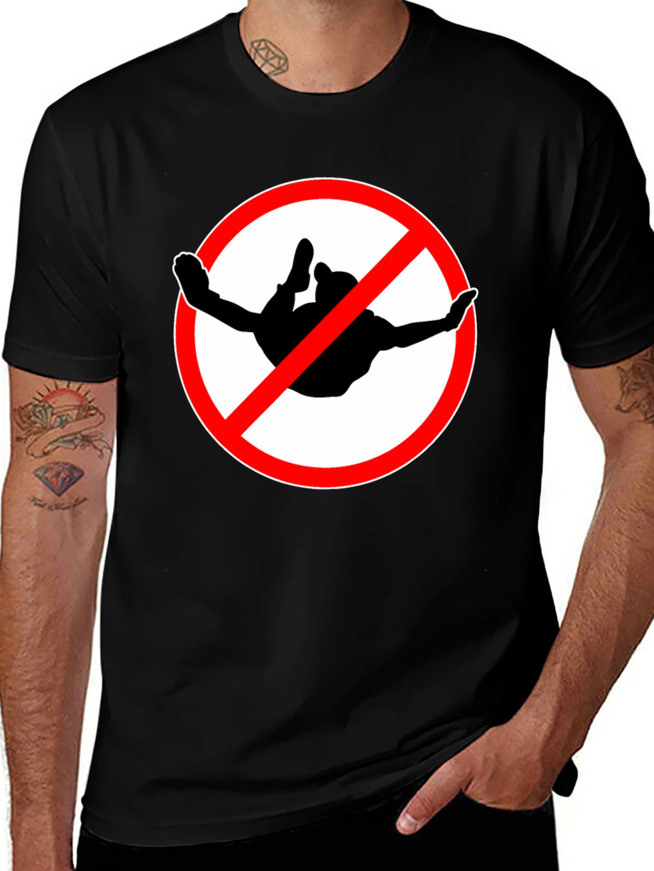 Variant 19 of No Skydiving Black T-Shirt Graphic Tee Novelty Gift