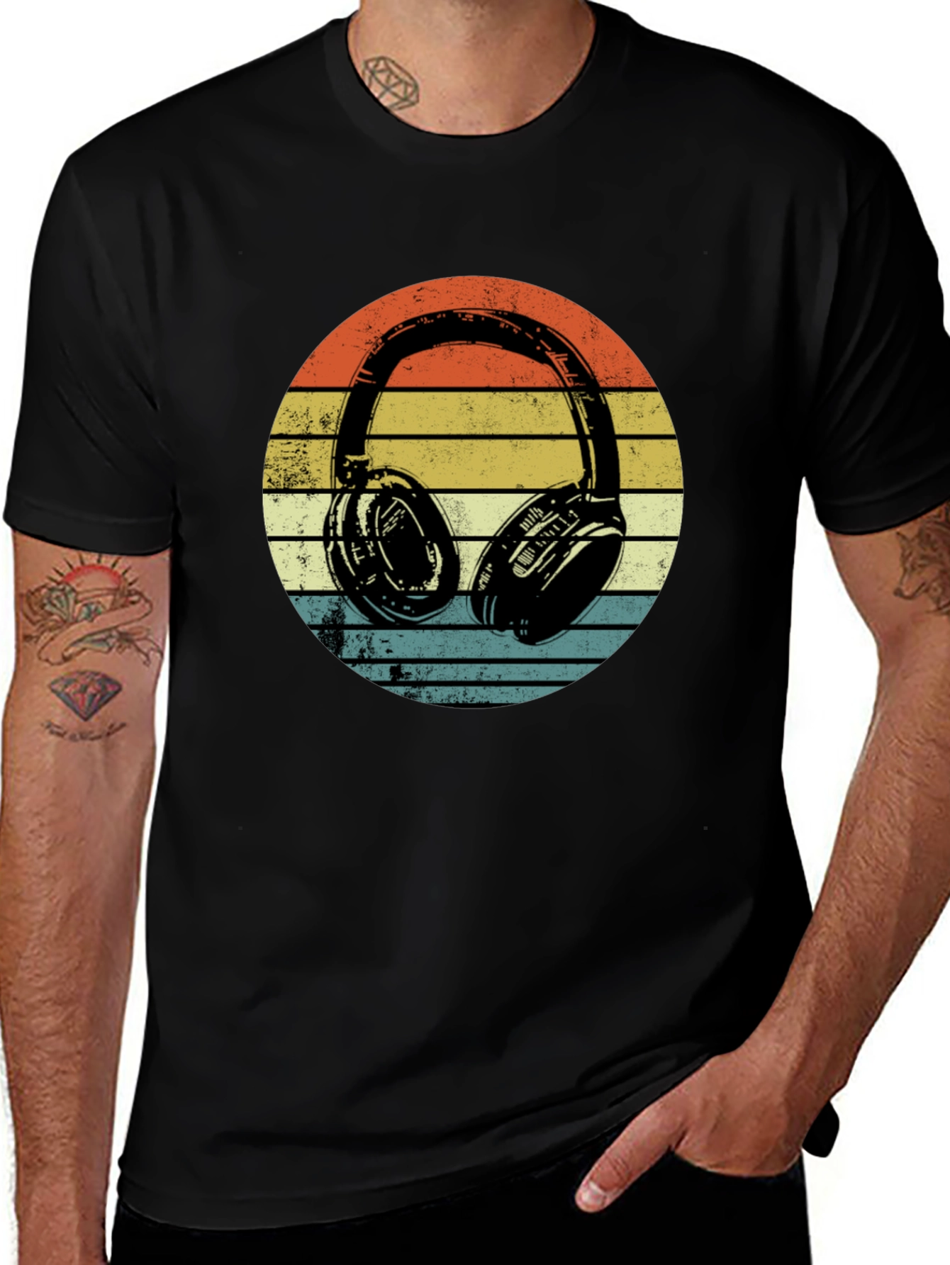 Variant 25 of Retro Headphones Graphic T-Shirt - Vintage Style Music Tee