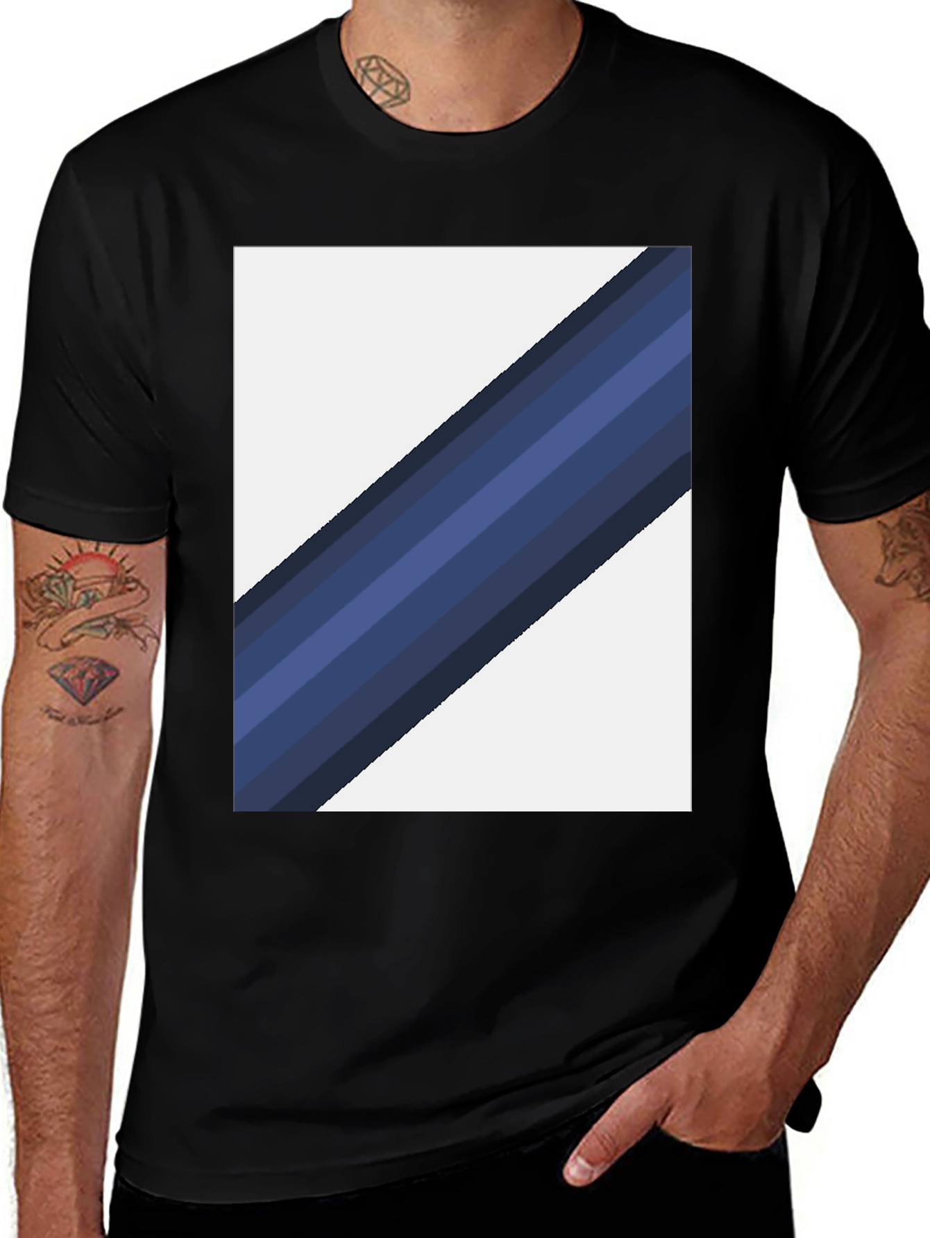 Striped Diagonal Graphic Tee - Modern Casual Wear