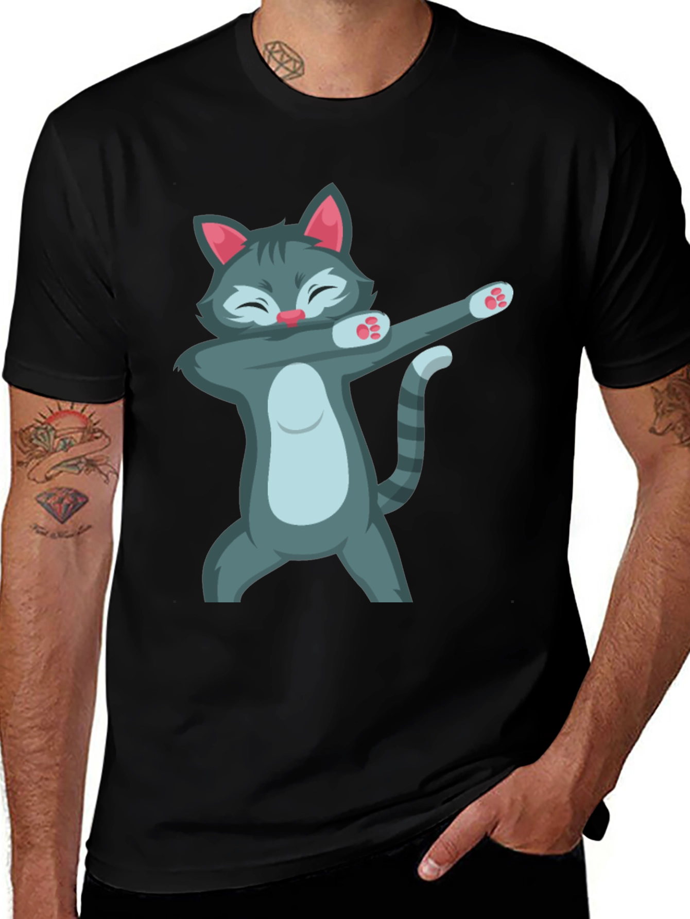 Variant 10 of Dabbing Cat Graphic T-Shirt