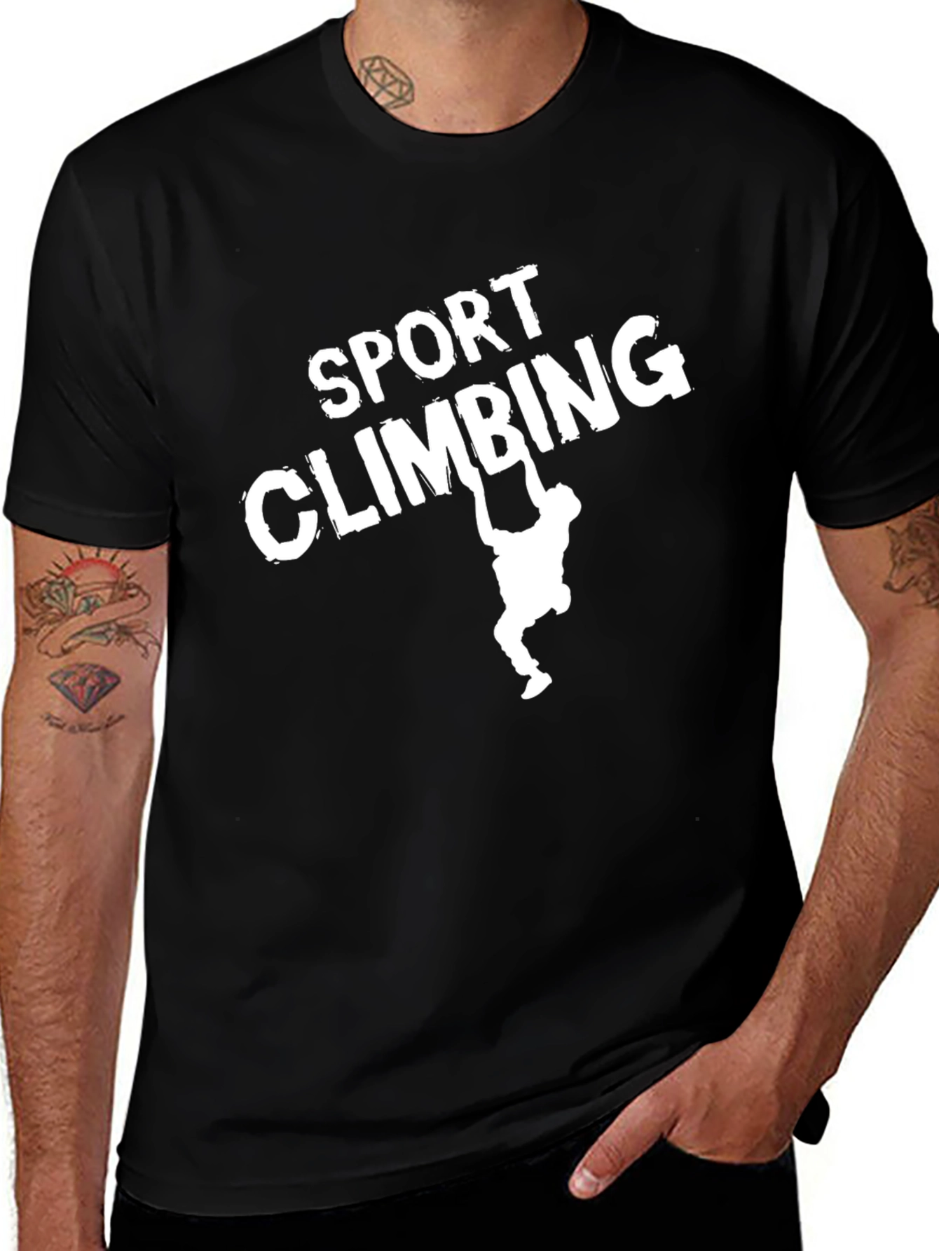 Variant 30 of Sport Climbing Graphic Tee - Black Cotton Shirt