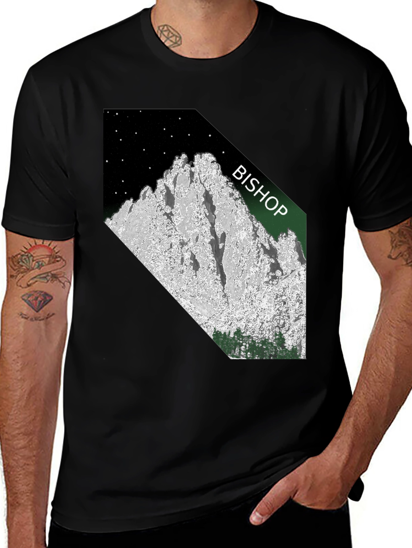 Variant 17 of Bishop Mountain Graphic Tee - Black Cotton Blend
