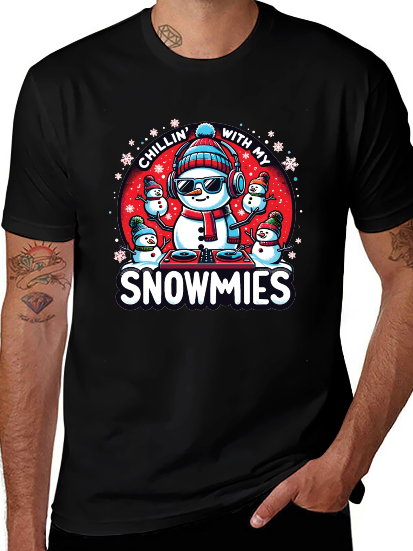 Chillin' with My Snowmies Black Graphic Tee