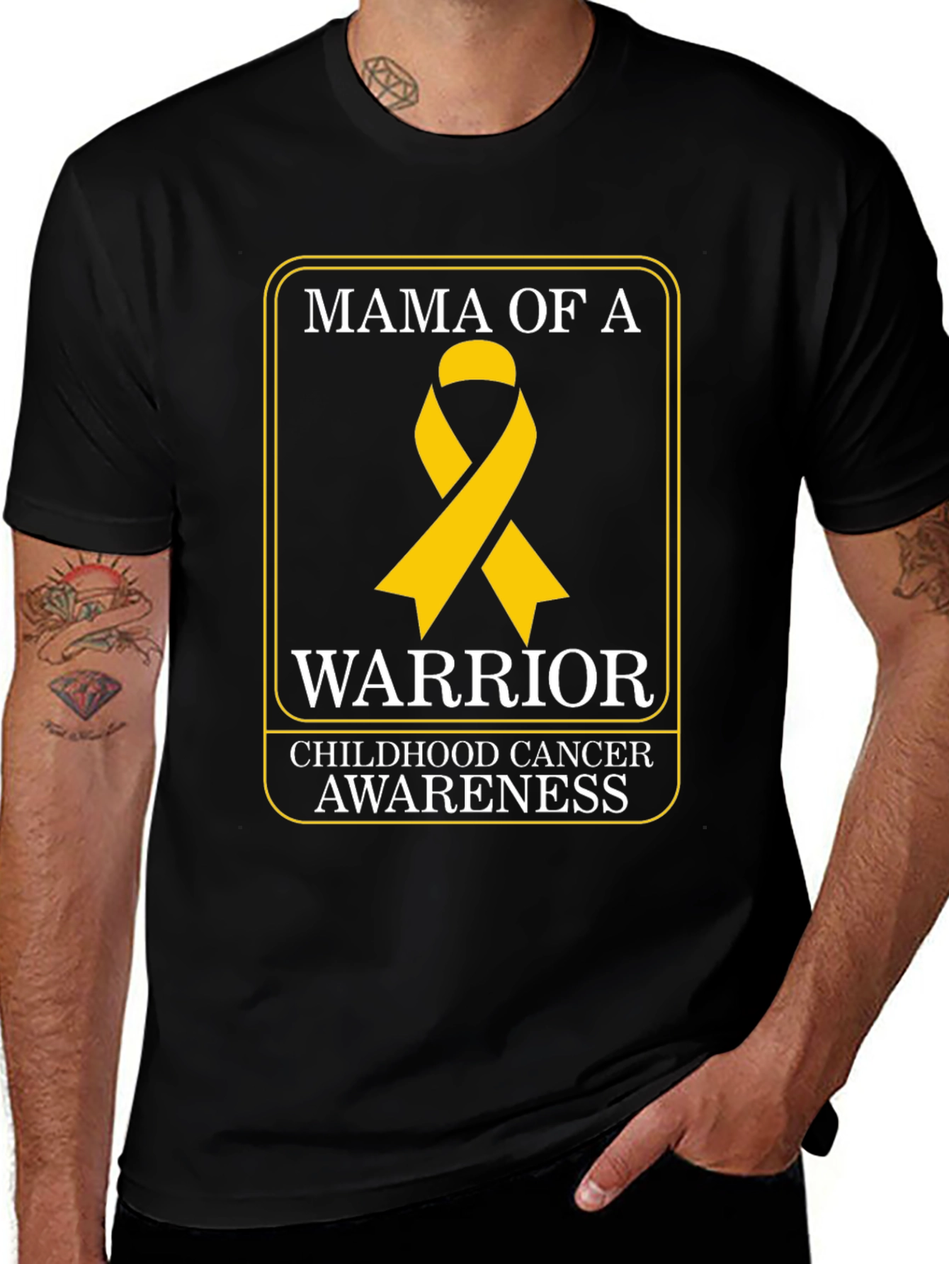 Mama of a Warrior Childhood Cancer Awareness T-Shirt