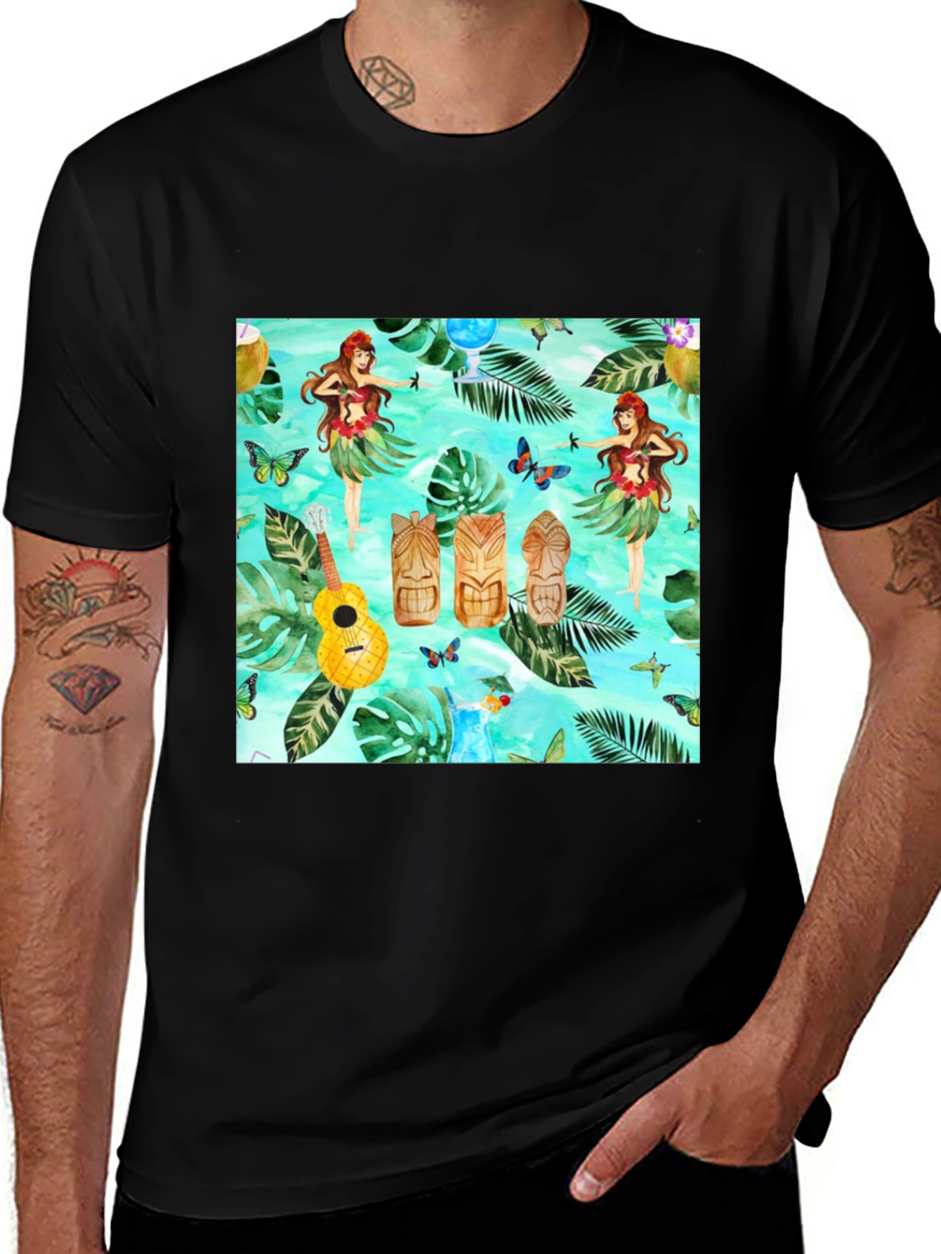 Variant 10 of Tropical Hula Dancer Print T-Shirt