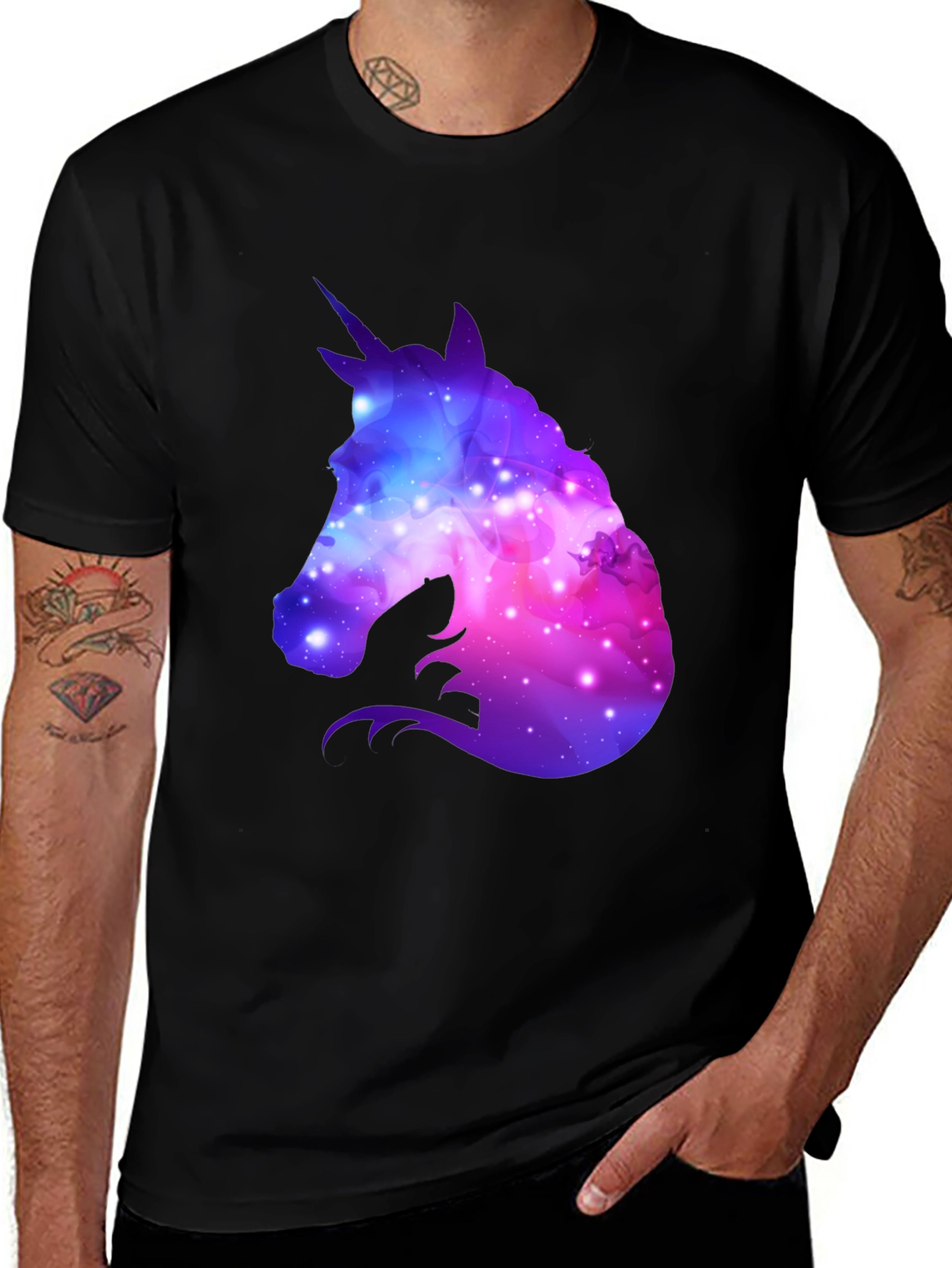 Variant 25 of Galaxy Unicorn Black T-Shirt