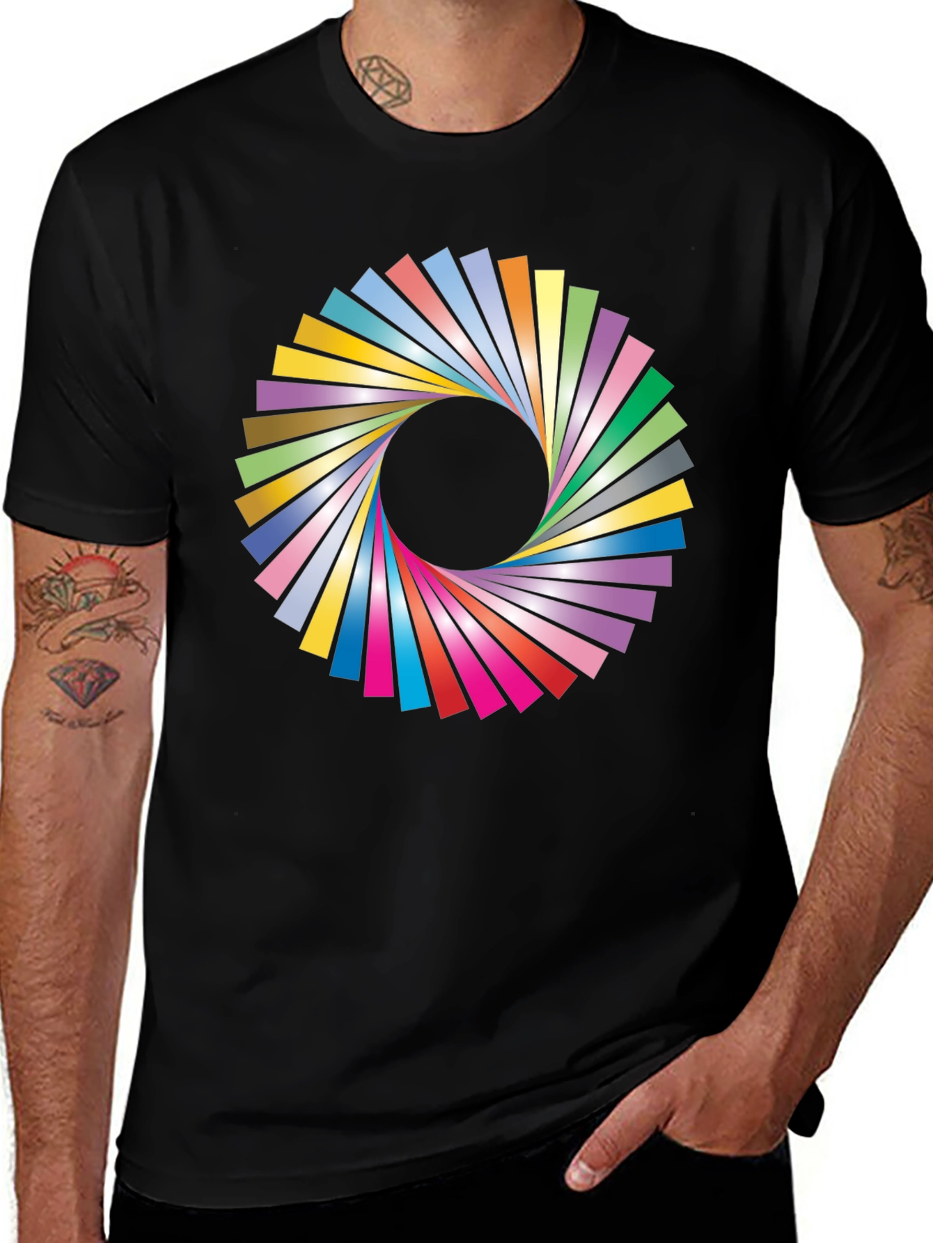 Variant 29 of Vibrant Geometric Circle Graphic Black T-Shirt