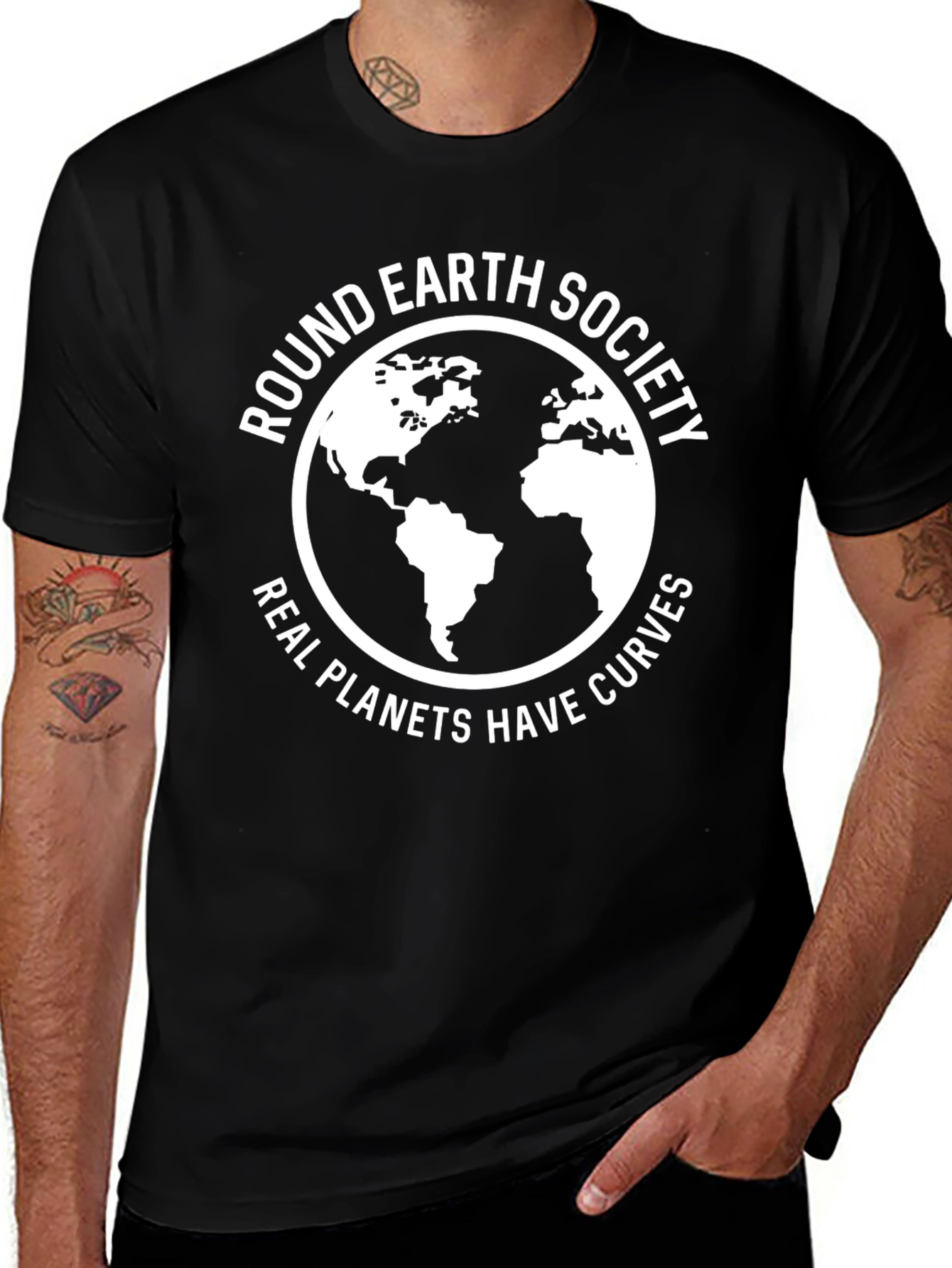 Variant 21 of Round Earth Society T-Shirt - Real Planets Have Curves