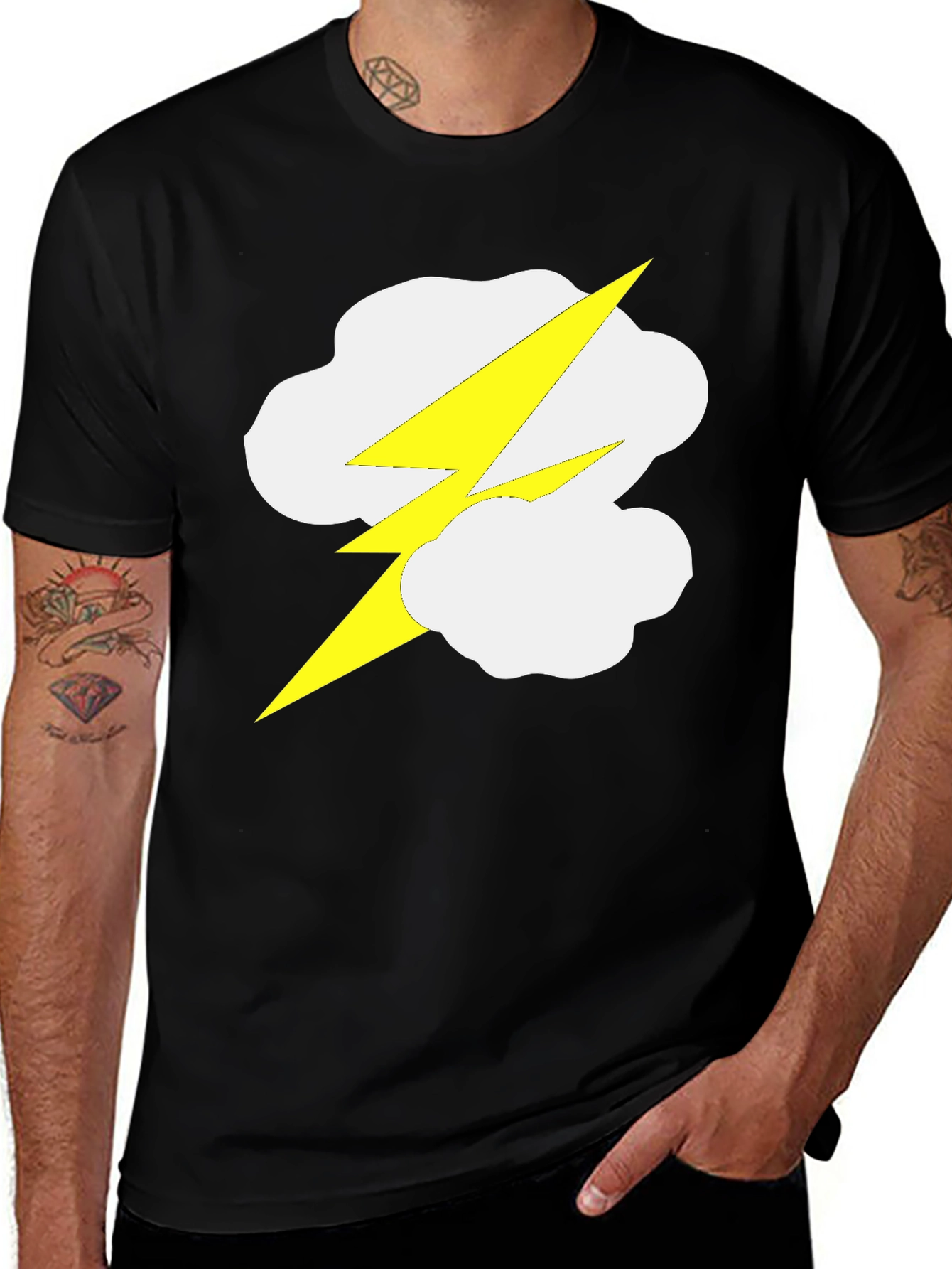 Variant 6 of Stormy Lightning Bolt Graphic Tee - Black
