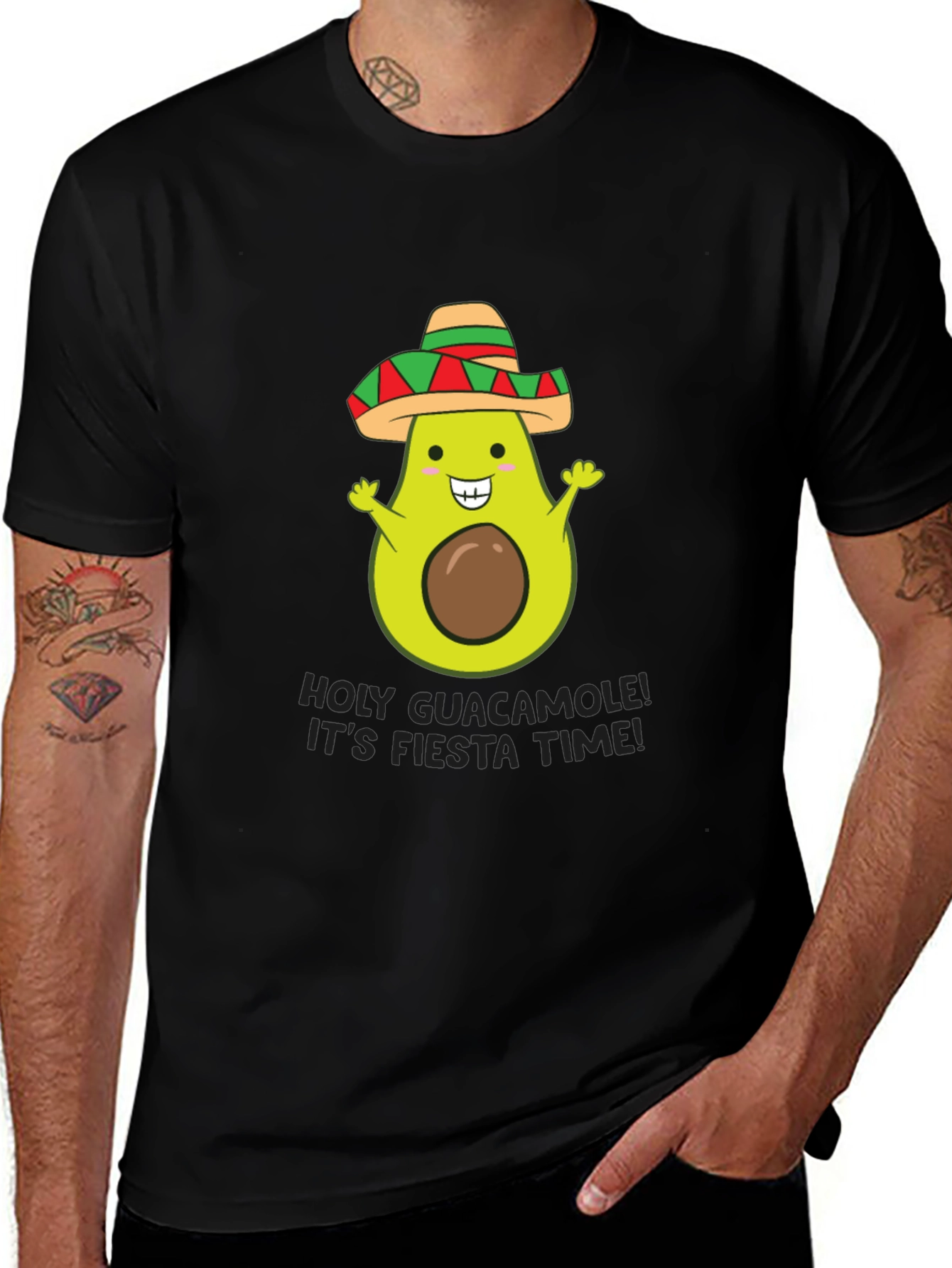 Holy Guacamole Fiesta Time Black T-Shirt