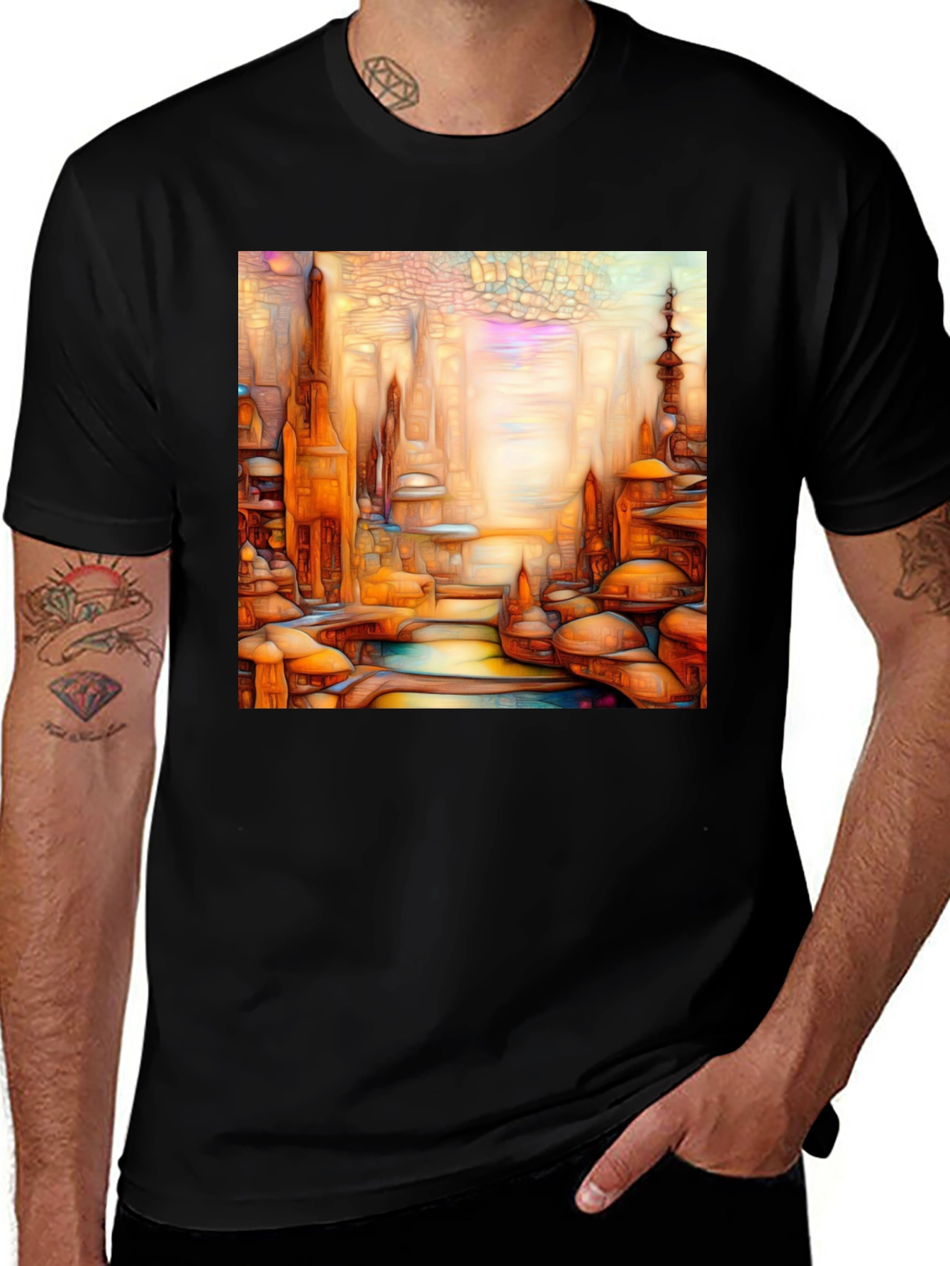 Variant 27 of Abstract Cityscape Graphic Tee - Unique Design