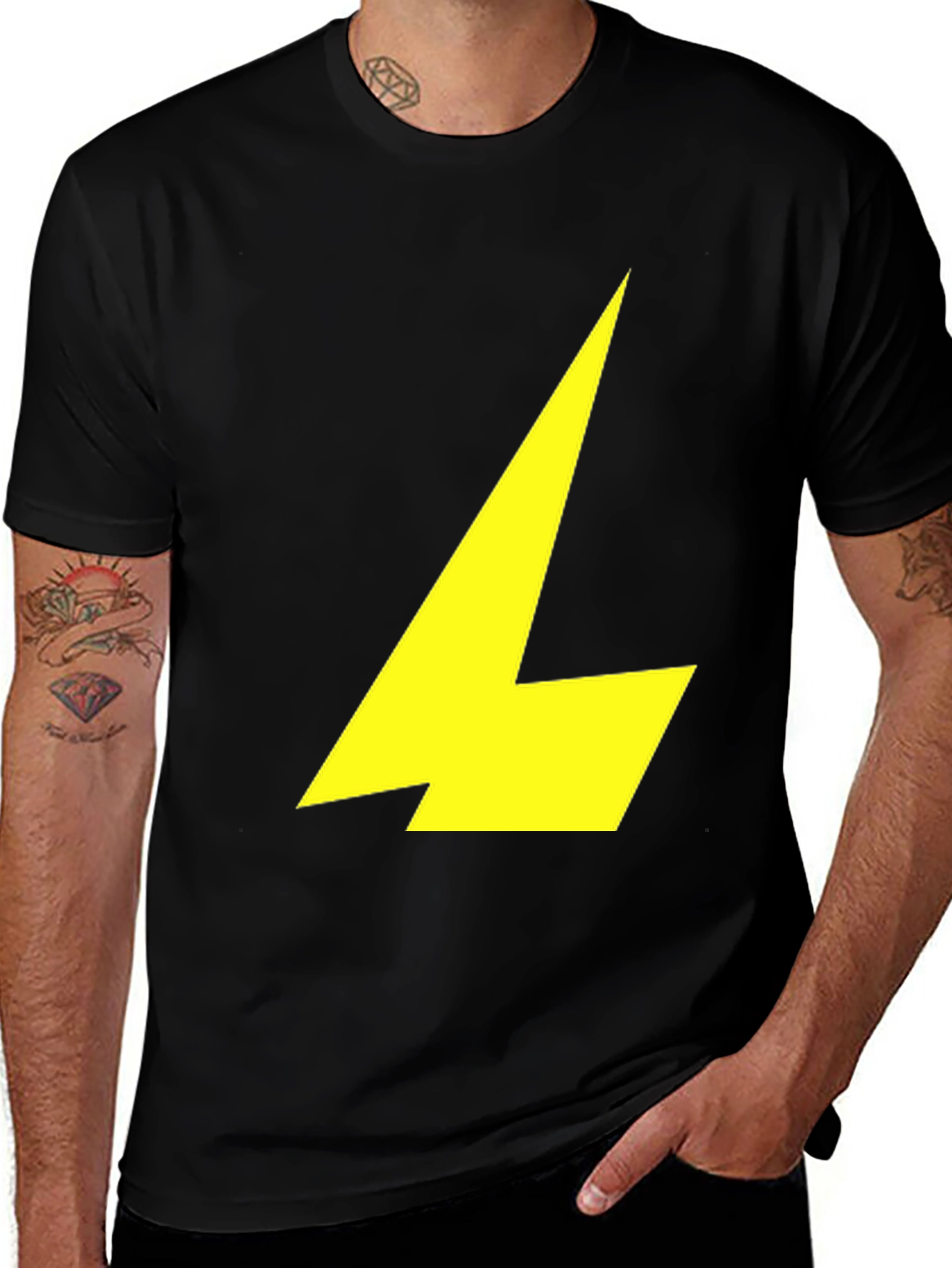 Variant 7 of Black T-Shirt with Yellow Lightning Bolt