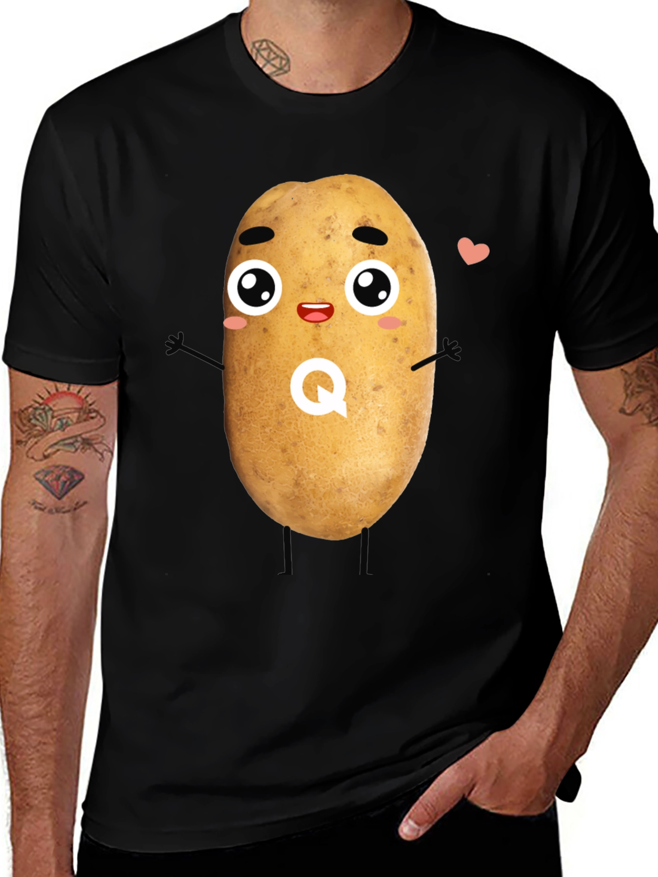 Variant 30 of Cute Potato Graphic Tee - Black Unisex T-Shirt