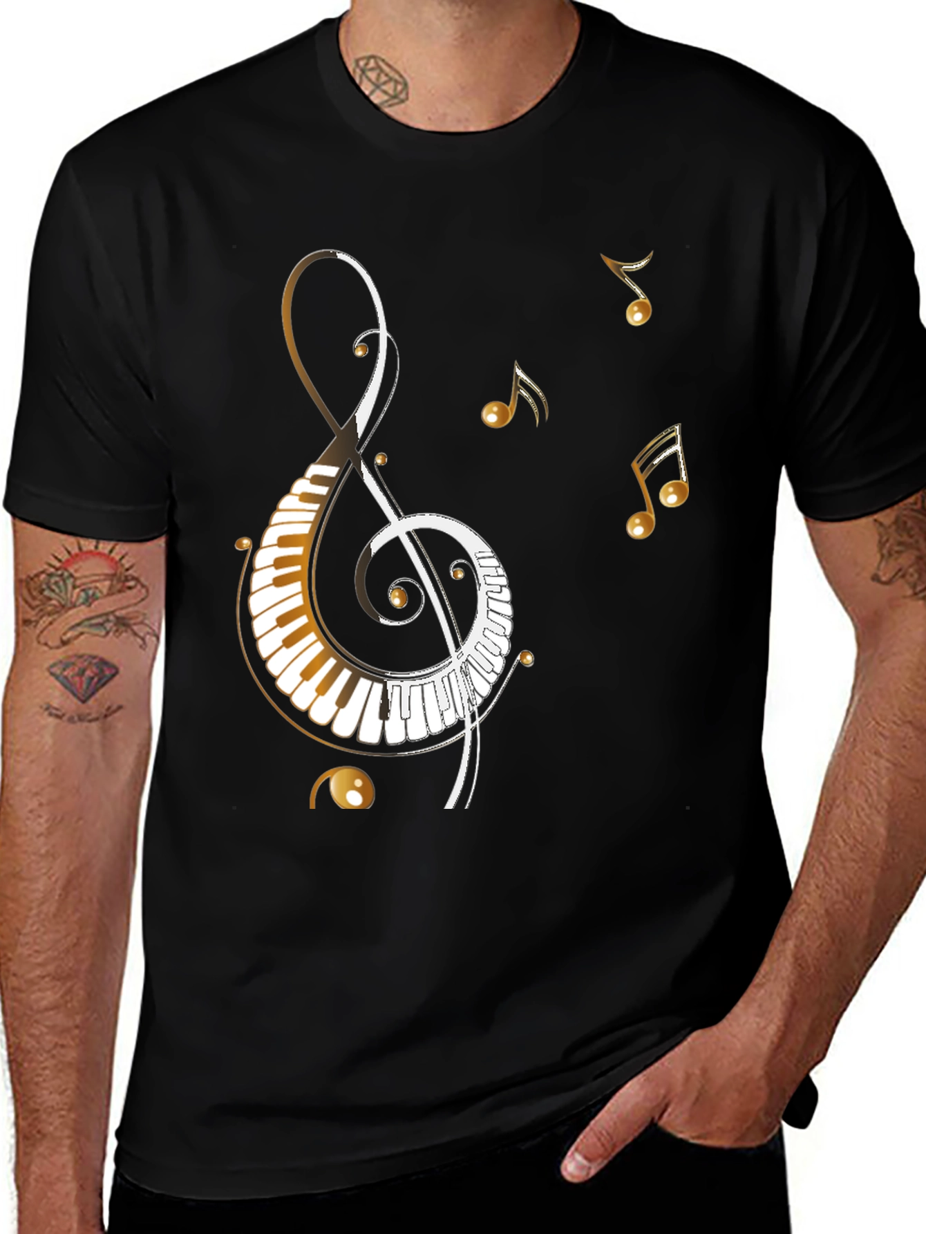 Variant 26 of Musical Clef and Piano Keys Graphic Tee