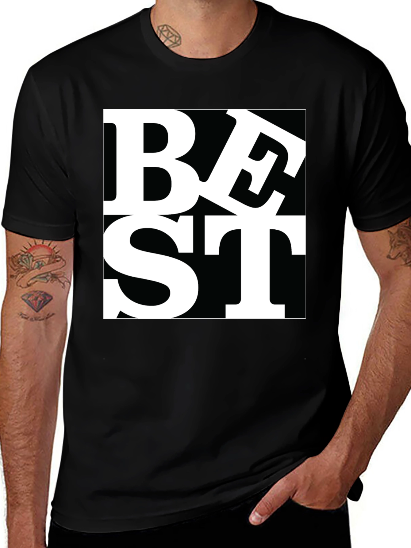 Variant 27 of Best T-Shirt - Black Tee with Bold White Graphic