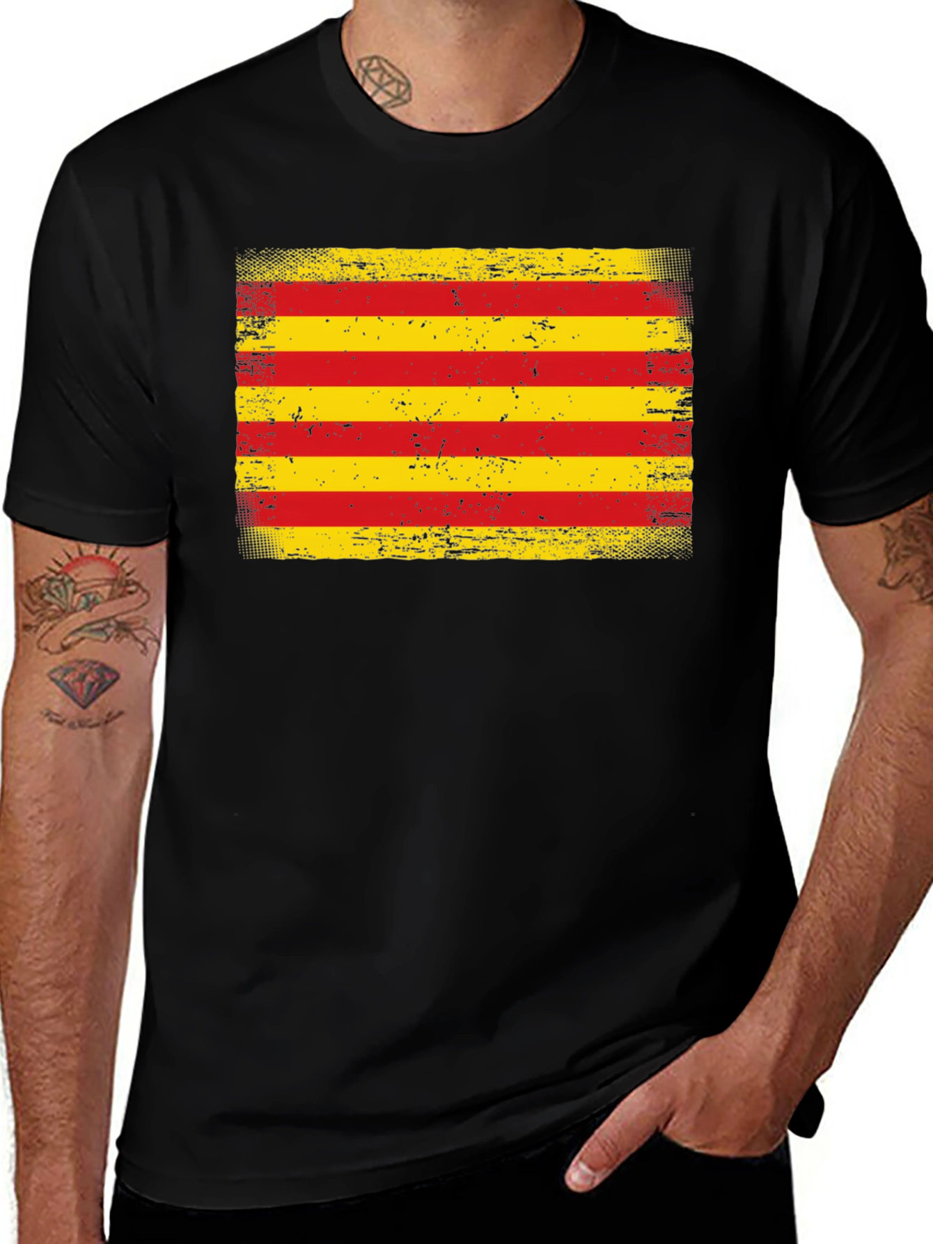 Catalan Flag T-Shirt - Distressed Design