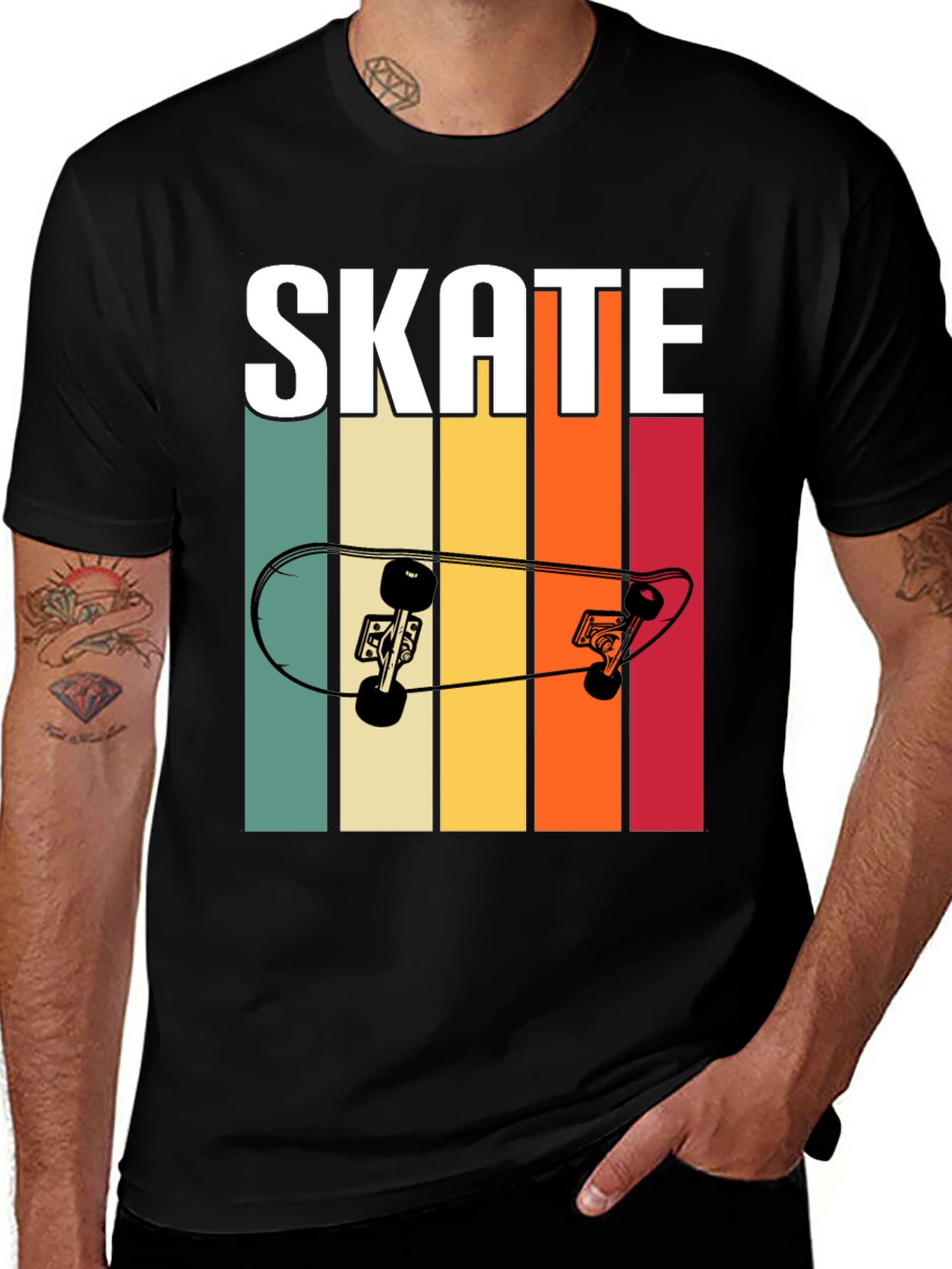 Black Retro Skate T-Shirt - Cool Skateboard Design main image