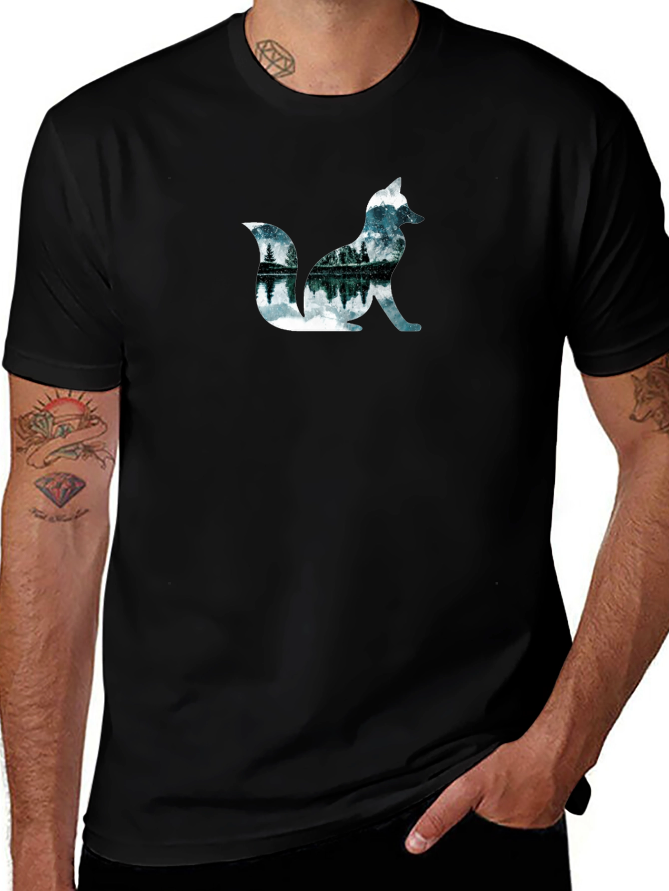Nature Fox Graphic Black T-Shirt