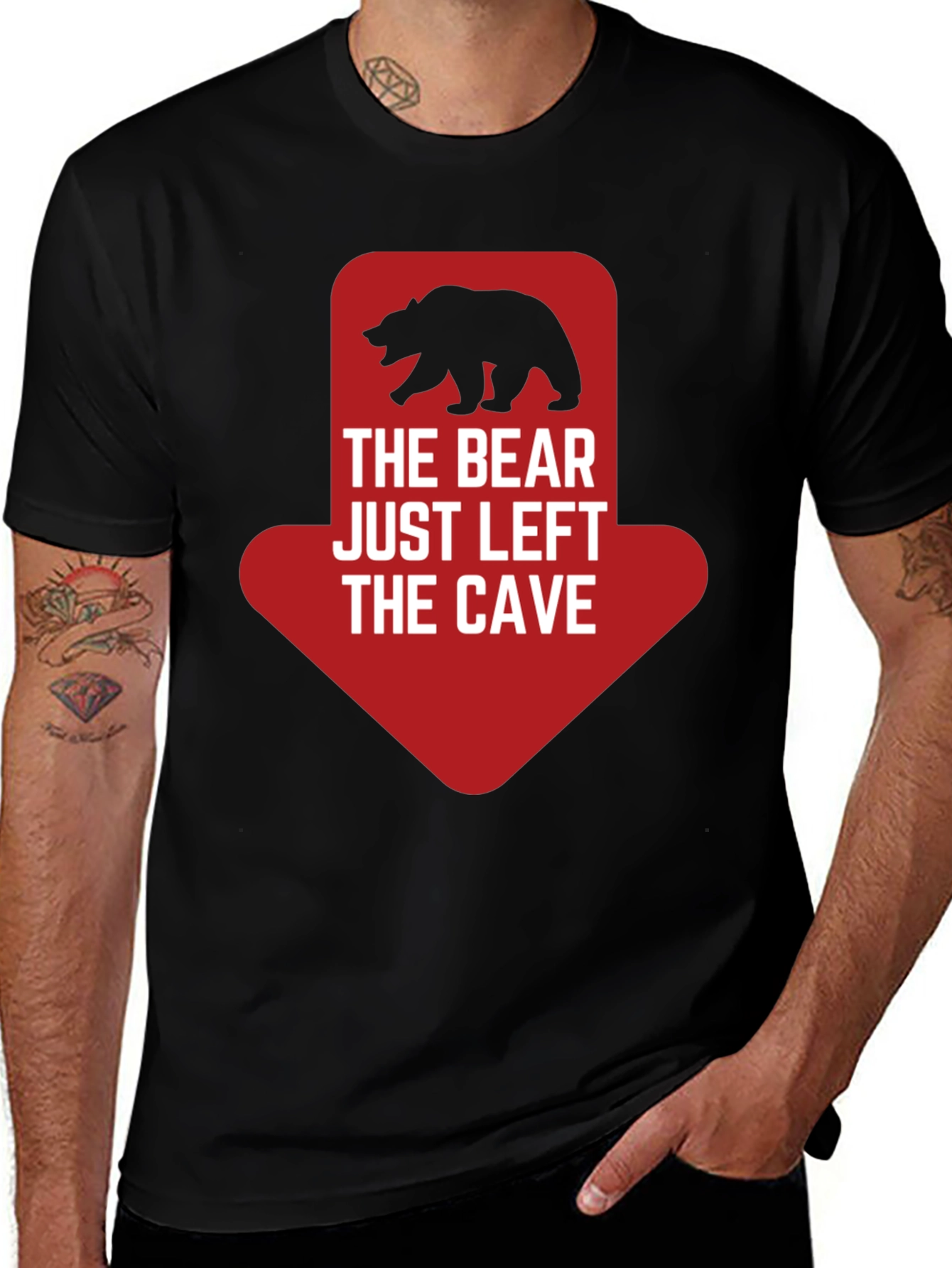 The Bear Just Left the Cave Black T-Shirt