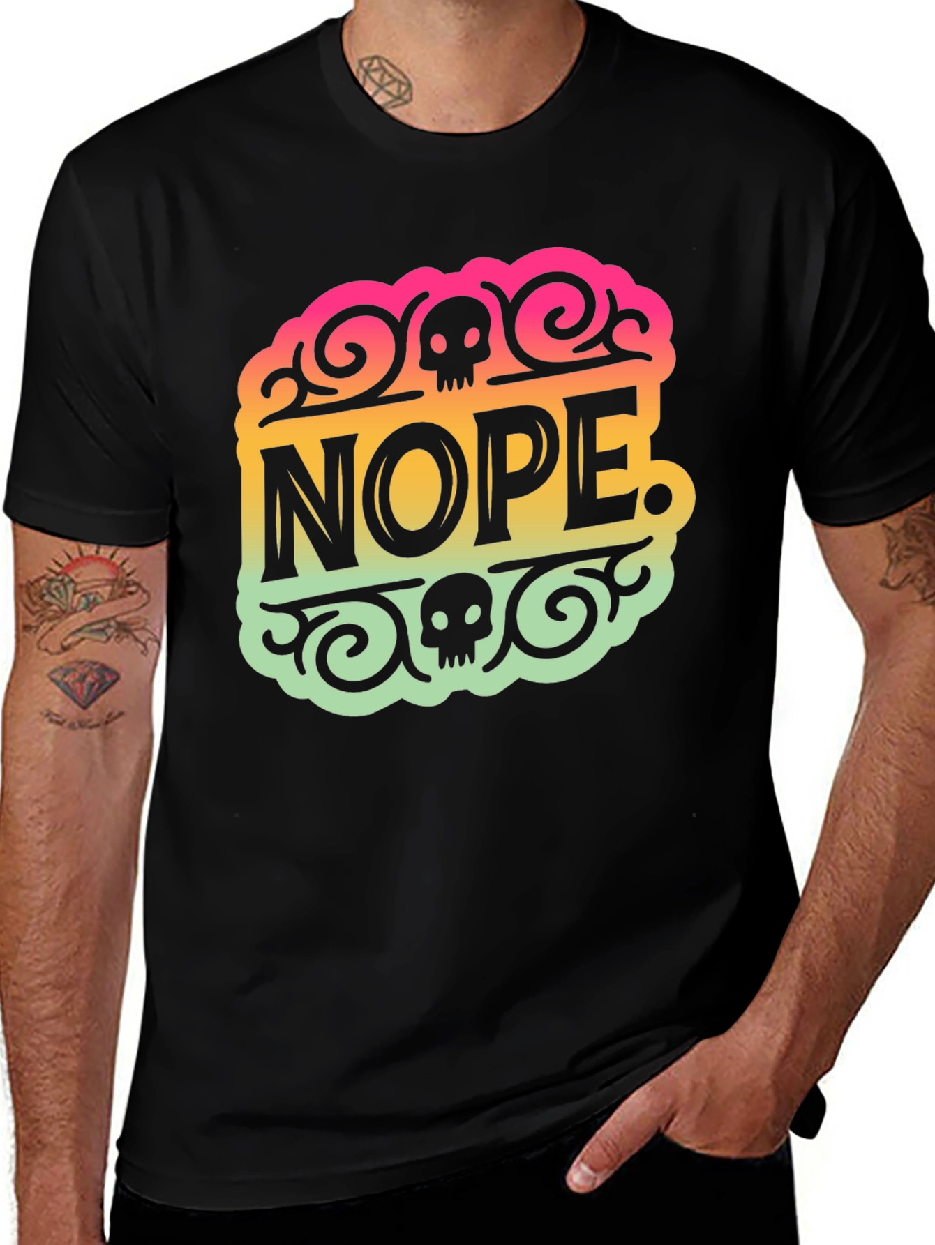 Variant 7 of Nope Skull Graphic Tee - Trendy Statement Shirt