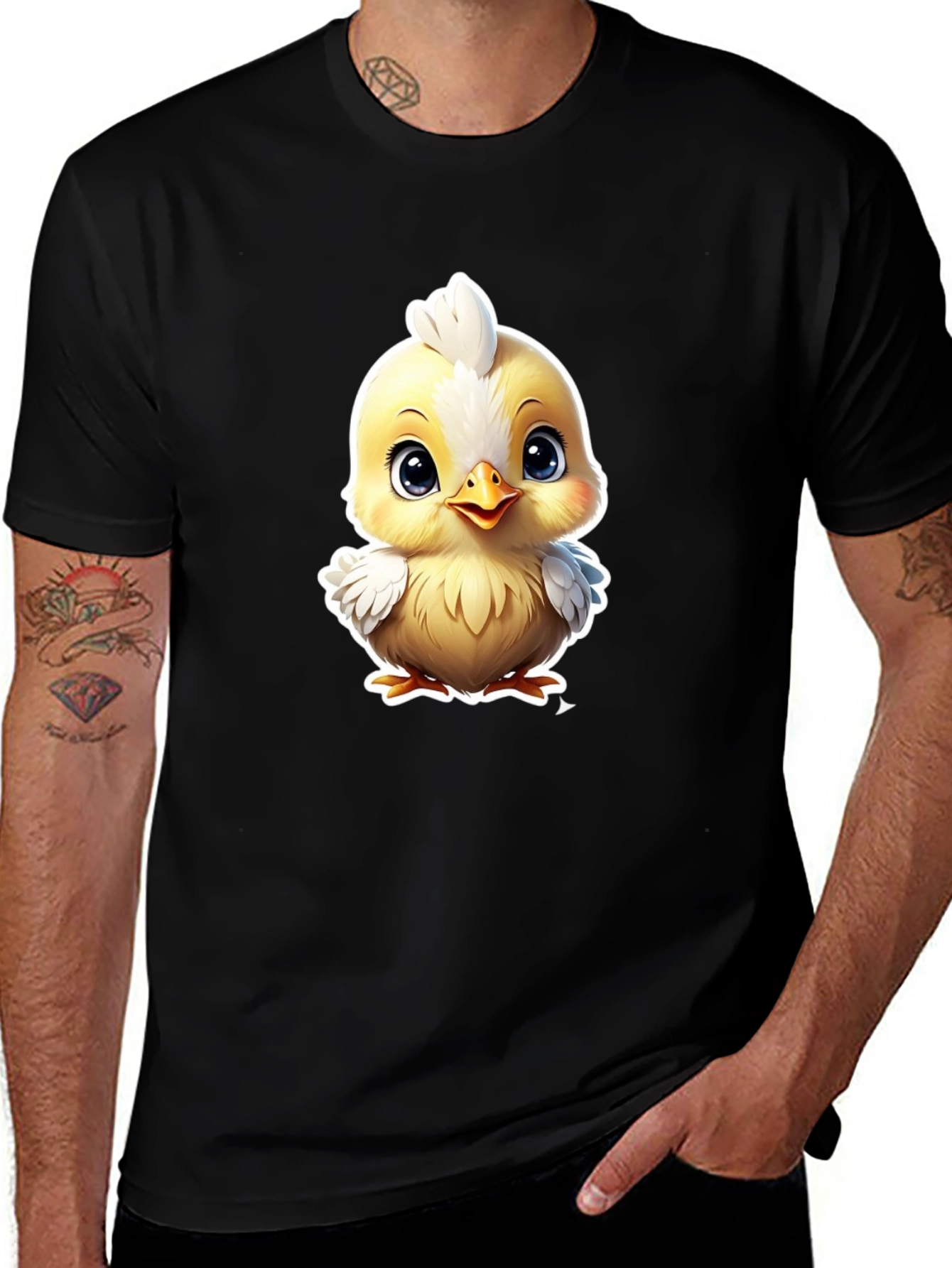 Variant 4 of Cute Cartoon Chick Graphic Tee - Soft Cotton Blend