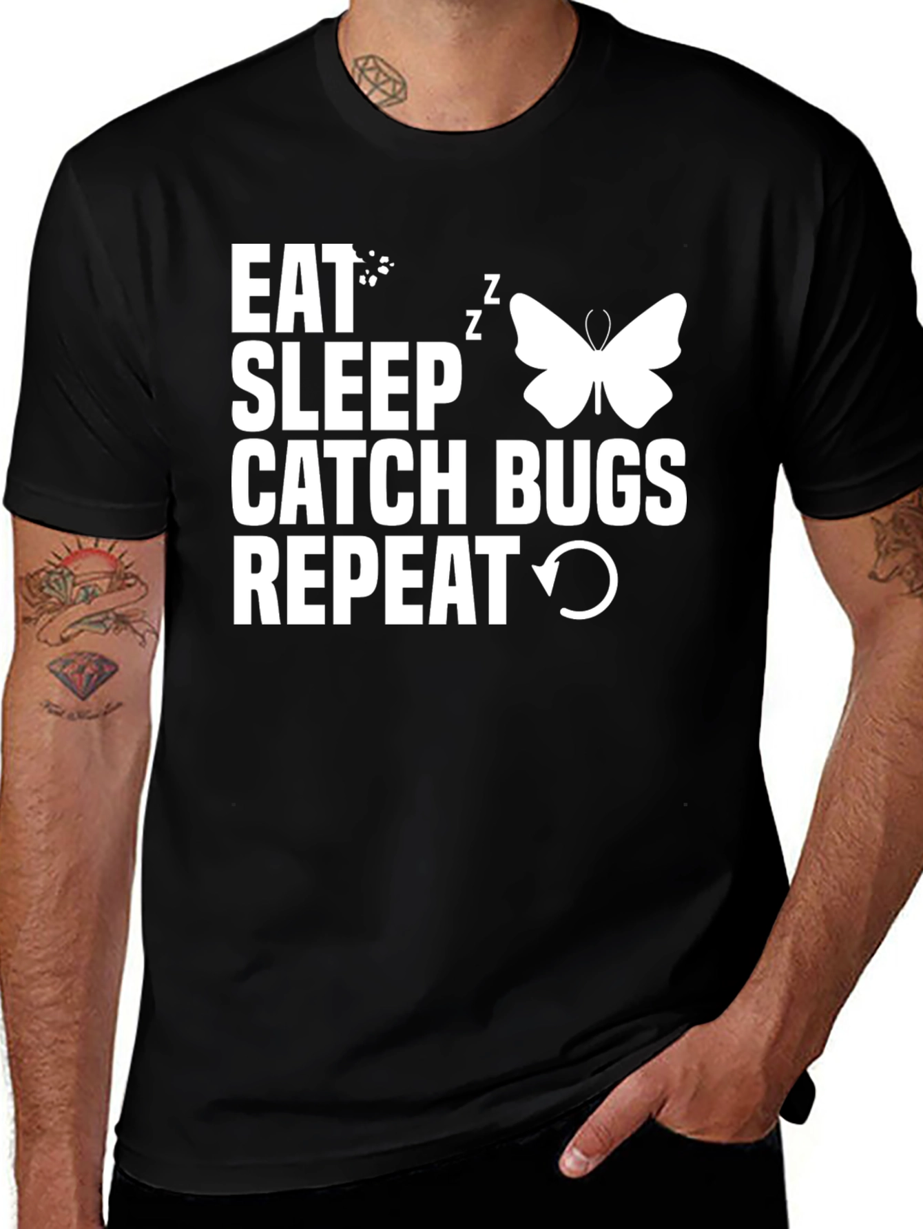 Variant 22 of Eat Sleep Catch Bugs Repeat Graphic T-Shirt