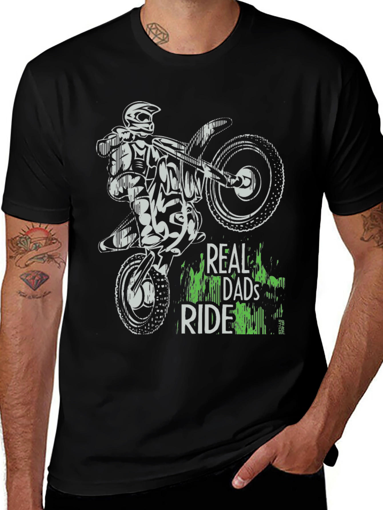 Variant 14 of Real Dads Ride Motocross Graphic Tee
