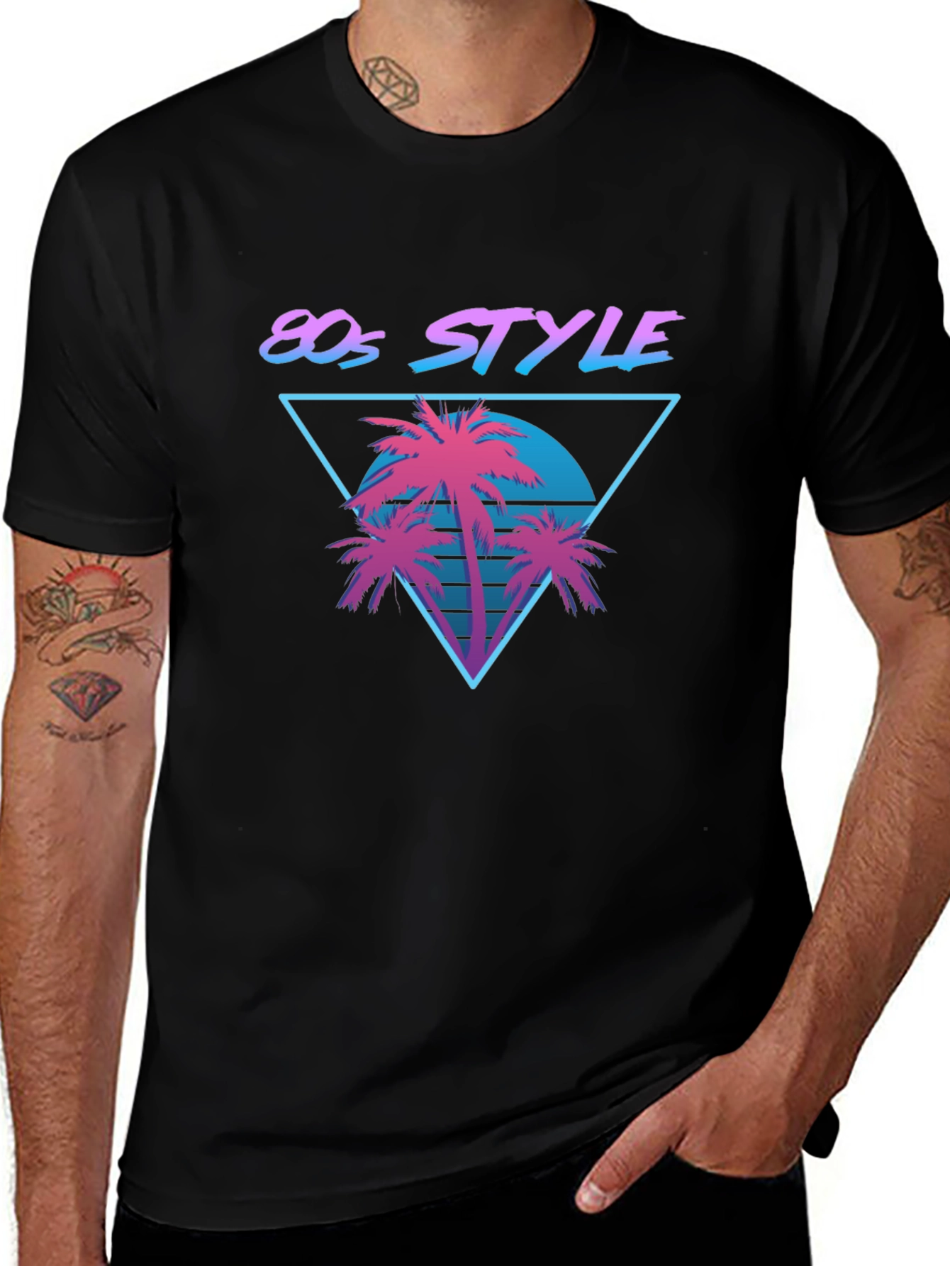 Variant 7 of 80s Style Graphic Tee - Retro Palm Tree Design