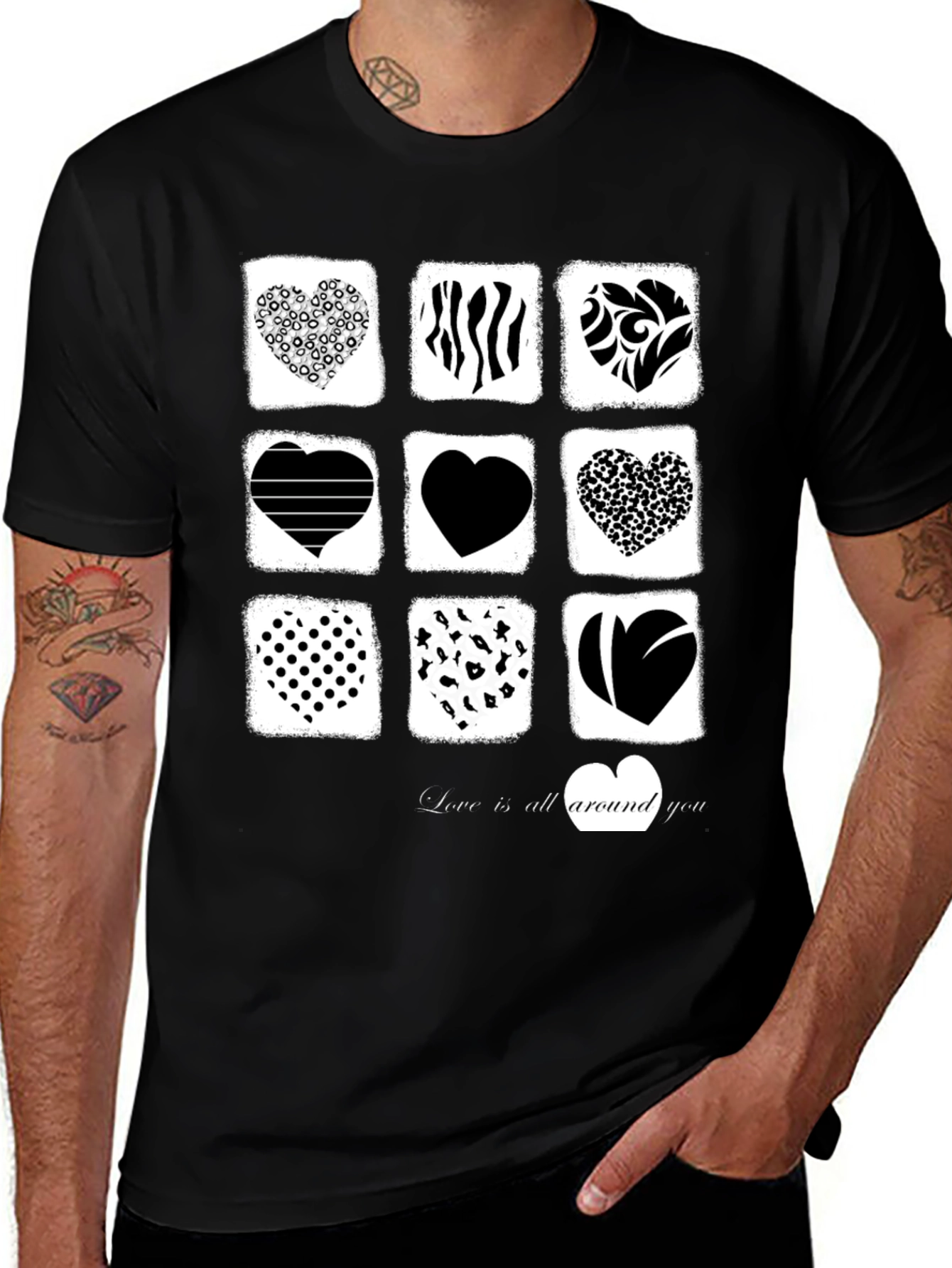 Variant 26 of Heart Patterned Graphic T-Shirt
