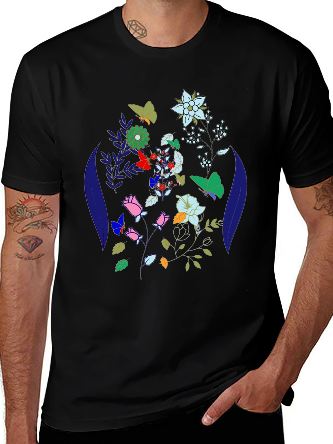 Variant 25 of Floral Butterfly Graphic Print T-Shirt