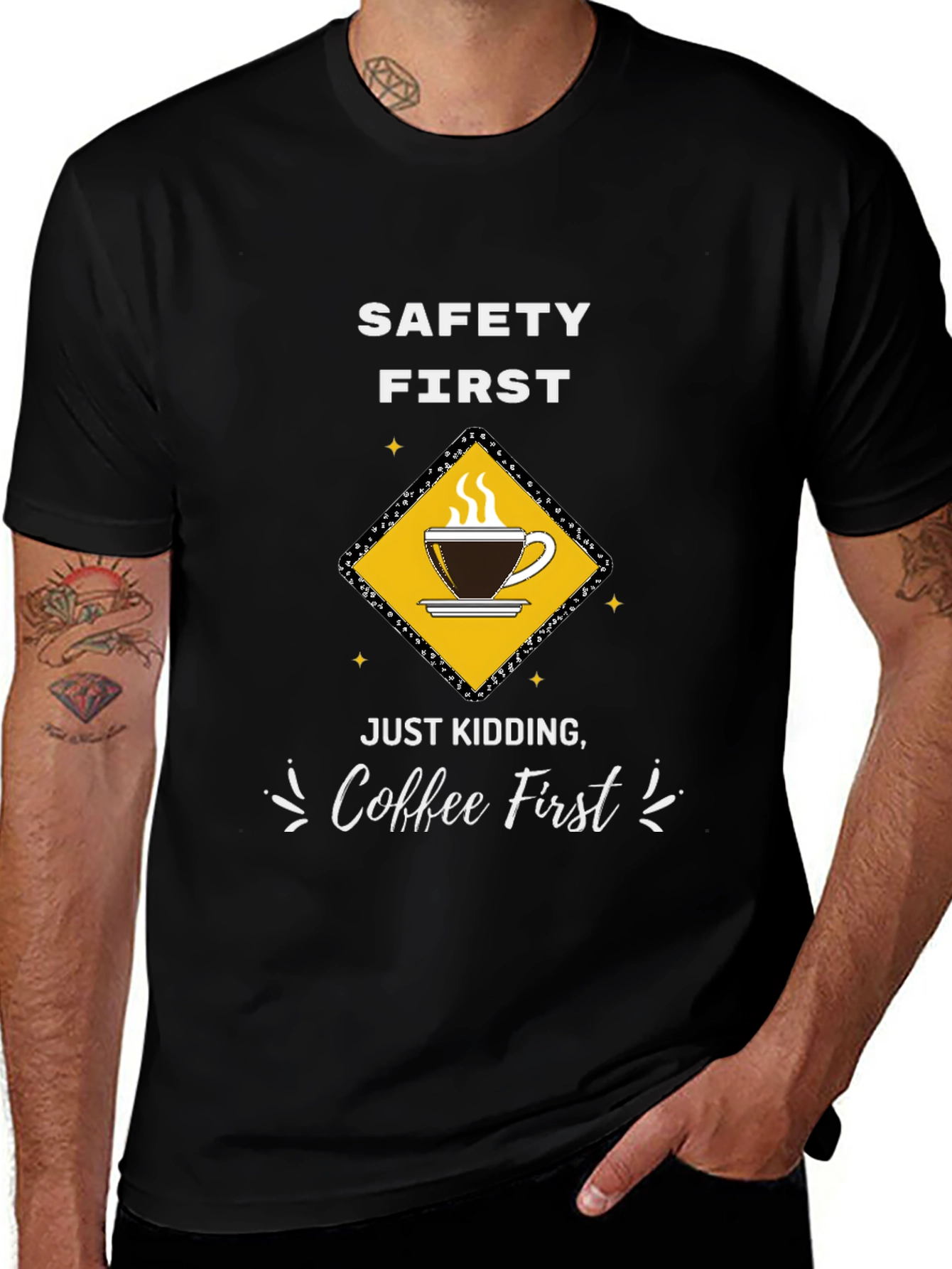 Variant 6 of Coffee First T-Shirt - Funny Safety Slogan Tee