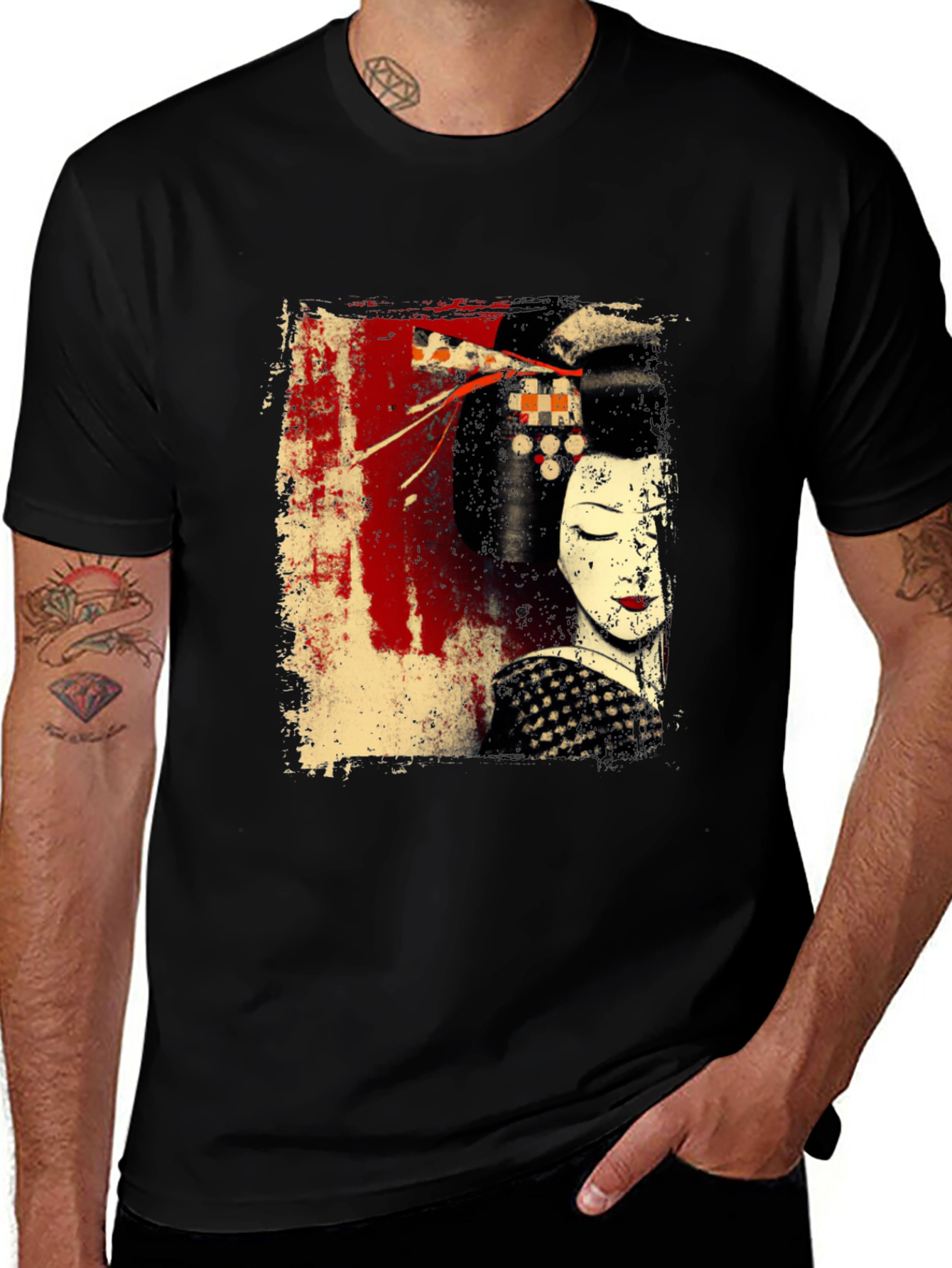 Variant 14 of Geisha Graphic Black T-Shirt