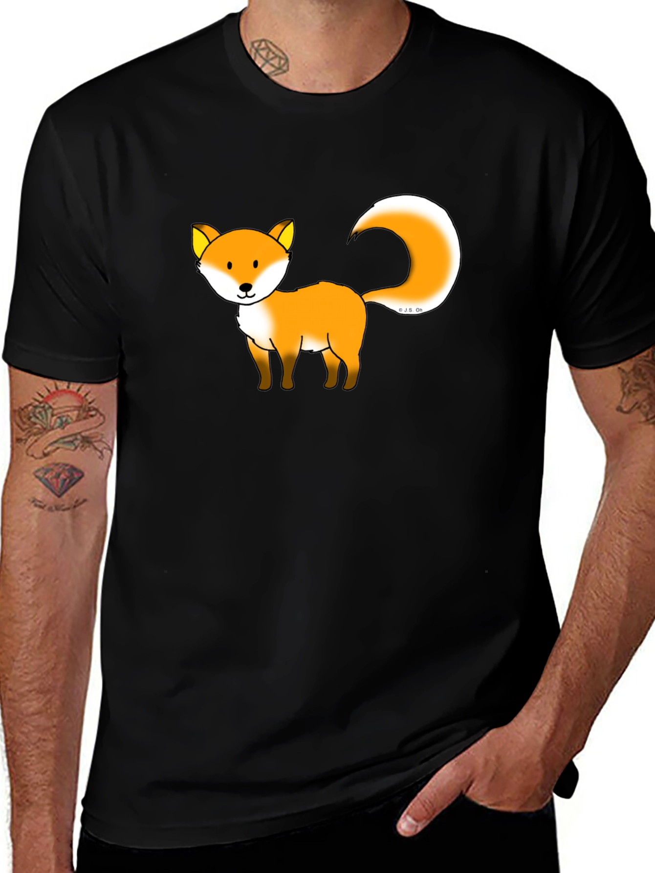 Variant 10 of Fox Graphic Print Black T-Shirt