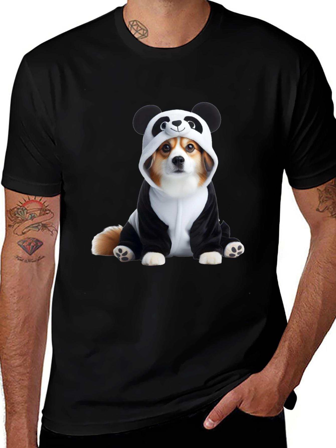 Black Dog Panda Costume T-Shirt main image