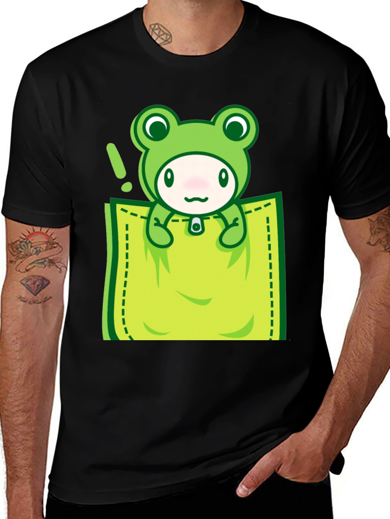 Variant 20 of Cute Frog Pocket T-Shirt - Fun Graphic Tee