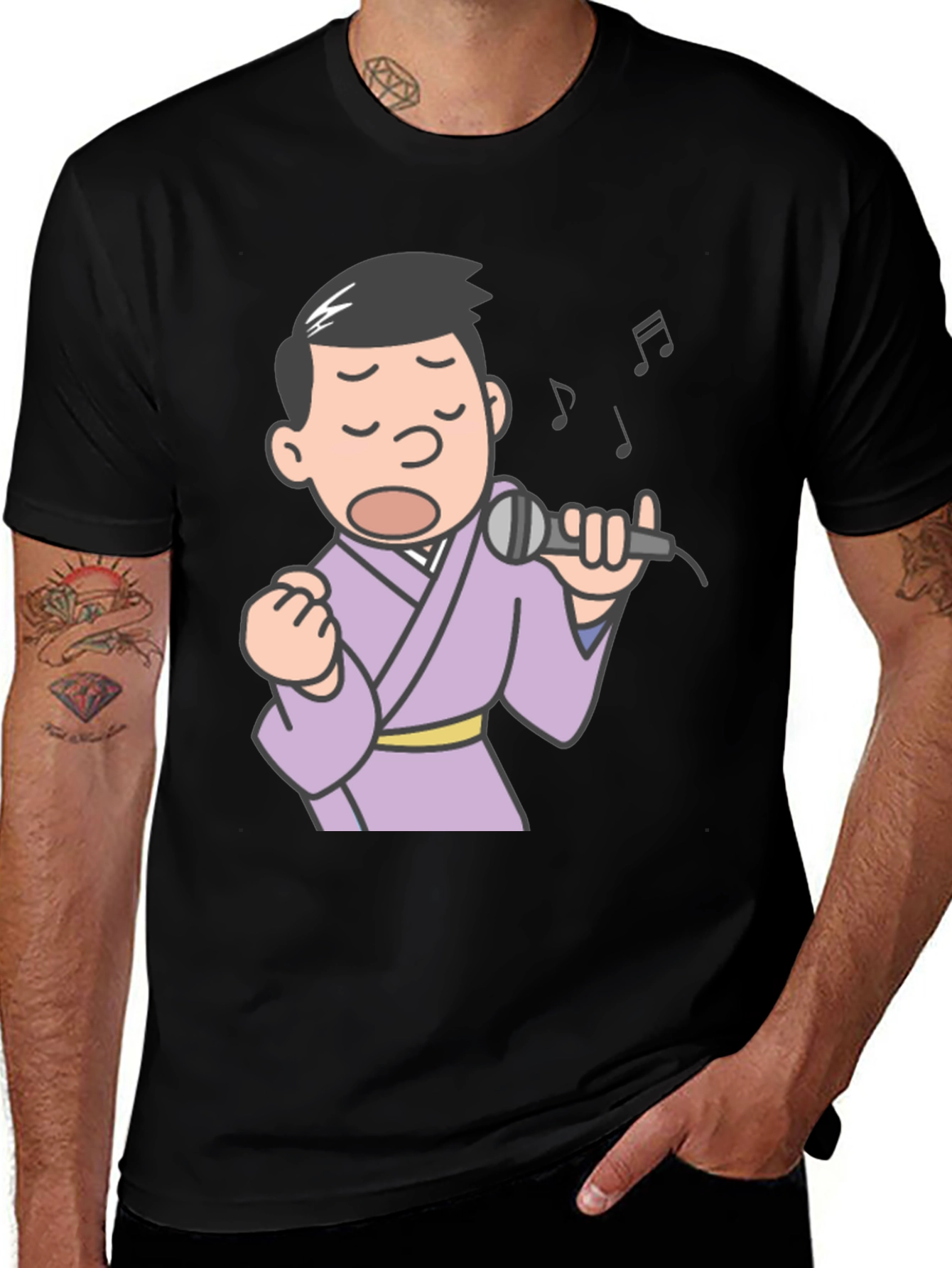 Variant 17 of Singing Man Graphic Tee - Black Cotton T-Shirt