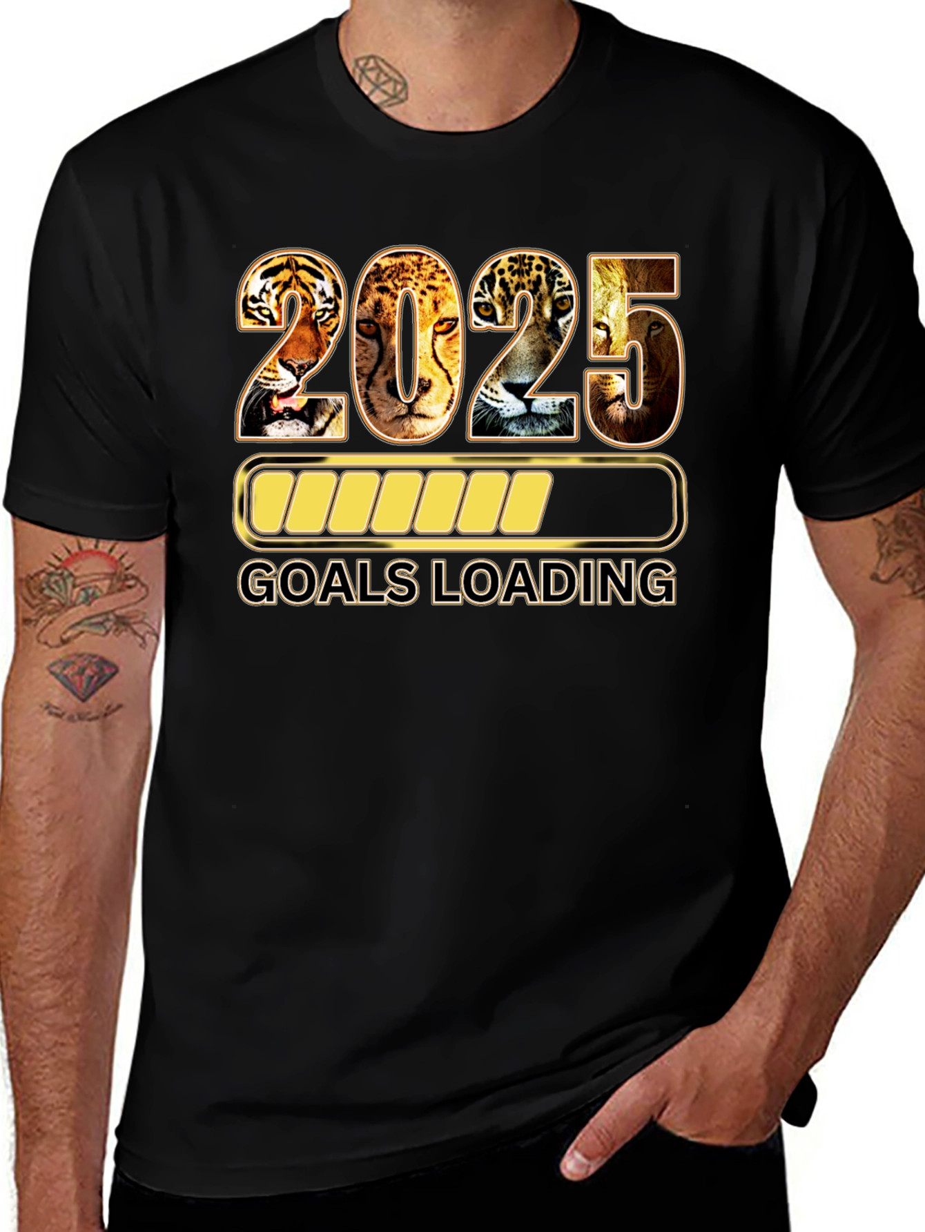 Variant 18 of 2025 Goals Loading Black T-Shirt