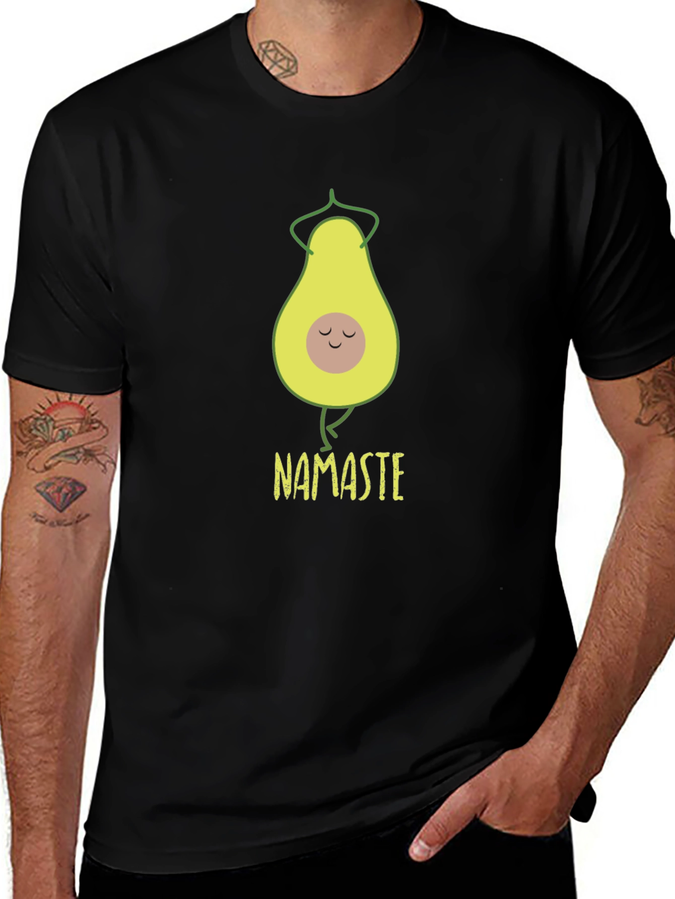 Variant 2 of Avocado Yoga Namaste T-Shirt - Black