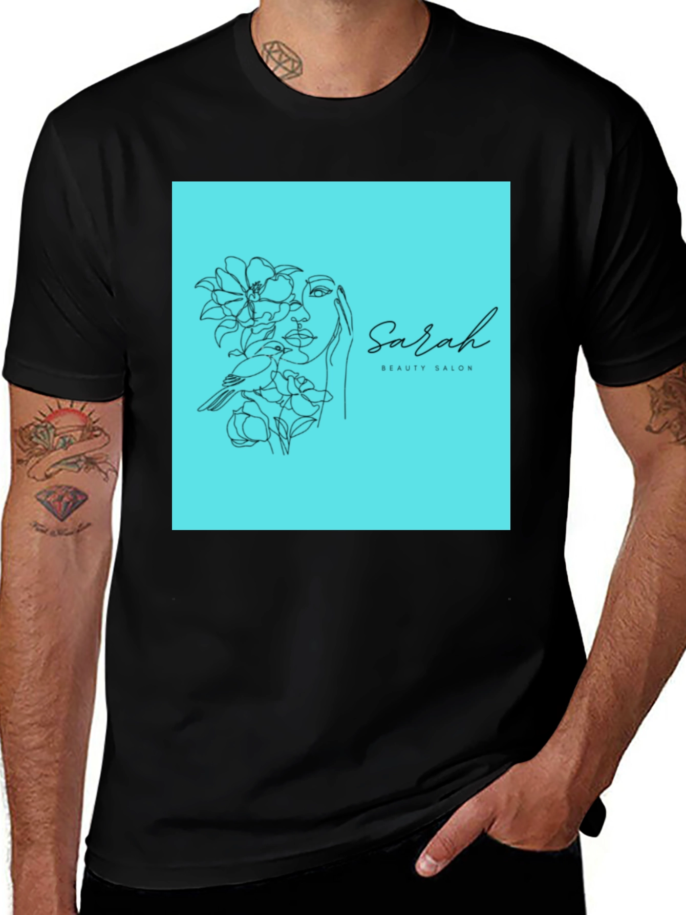 Variant 3 of Sarah Beauty Salon T-Shirt - Minimalist Line Art Design