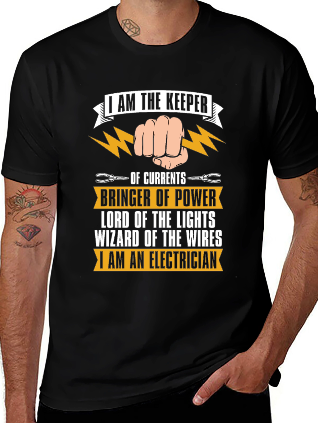 Variant 21 of Electrician T-Shirt: Keeper of Currents & Bringer of Power