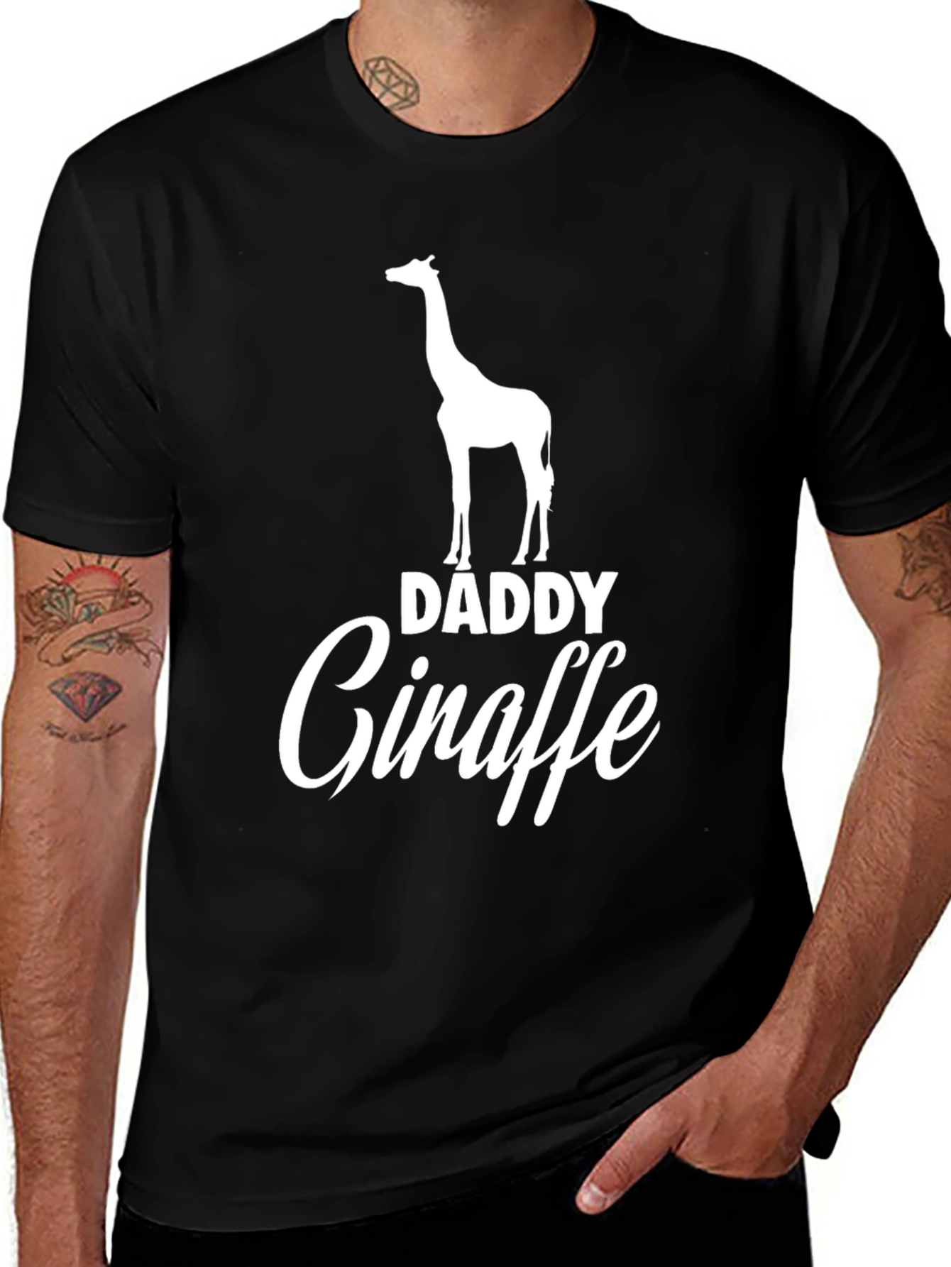 Variant 28 of Daddy Giraffe Black Graphic Tee