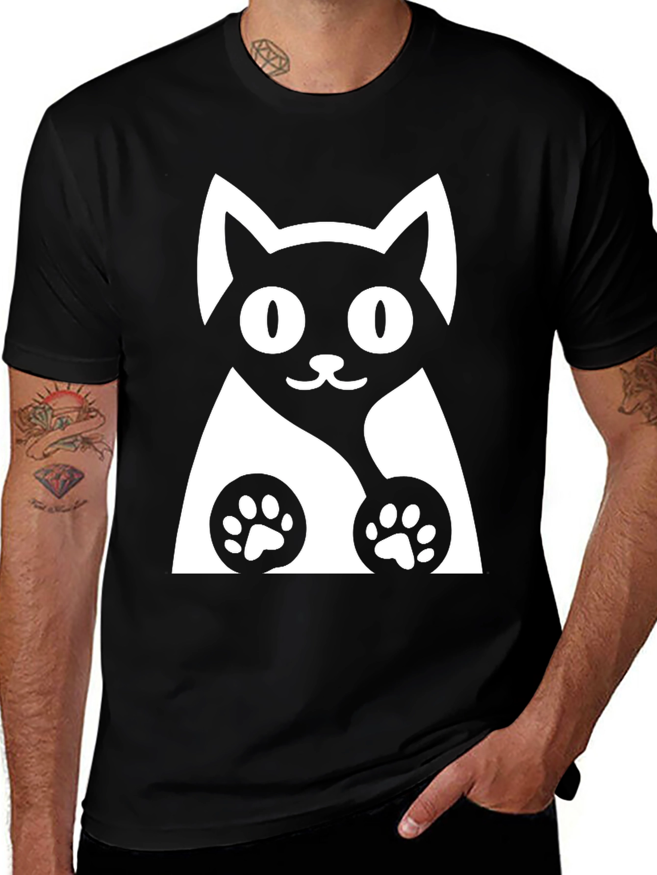 Variant 16 of Cute Cat Graphic Black T-Shirt