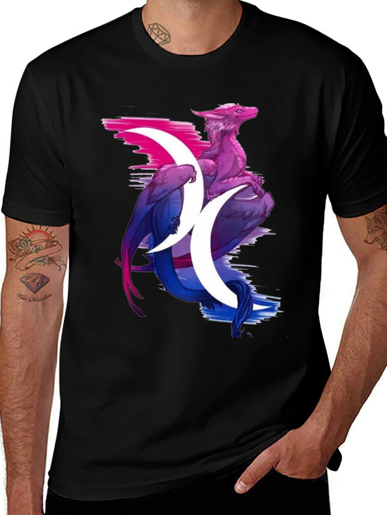 Variant 16 of Bi Pride Dragon Graphic T-Shirt - Black